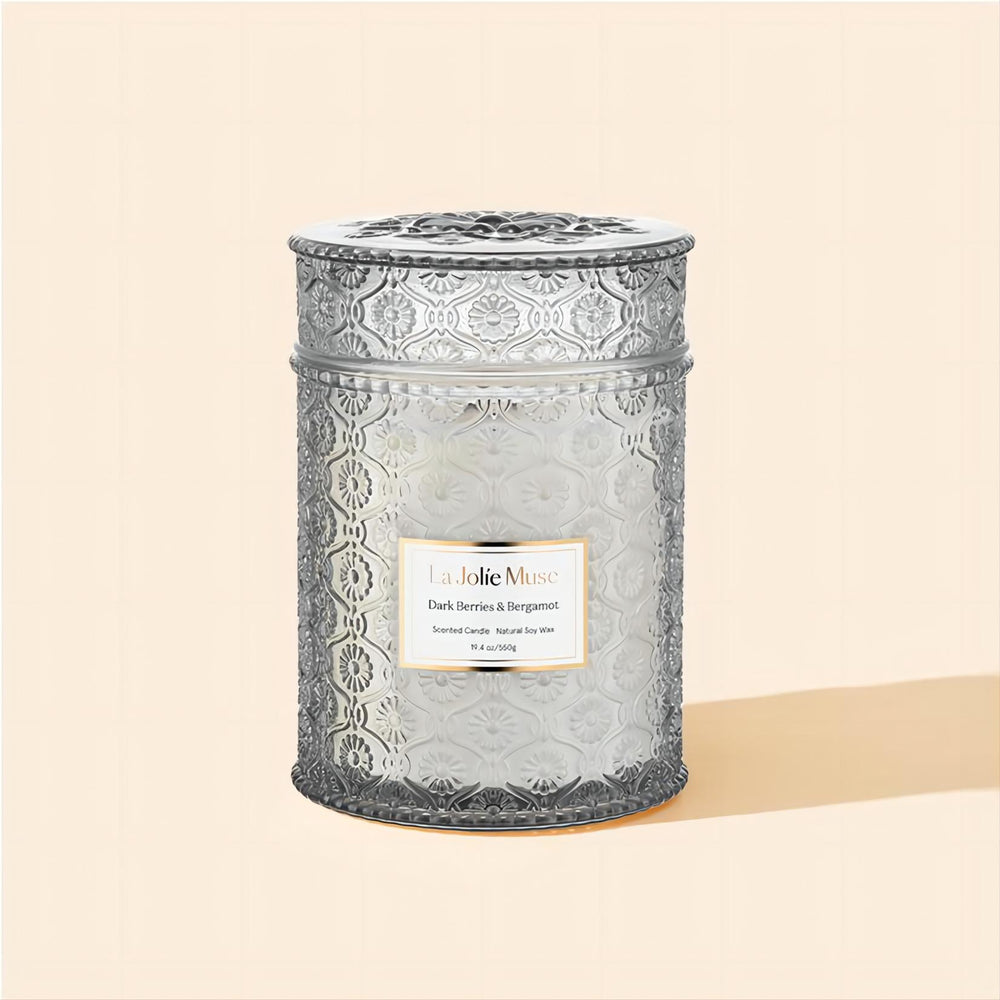 Product Shot of Maelyn - Dark Berries & Bergamot 19.4oz candle in the middle