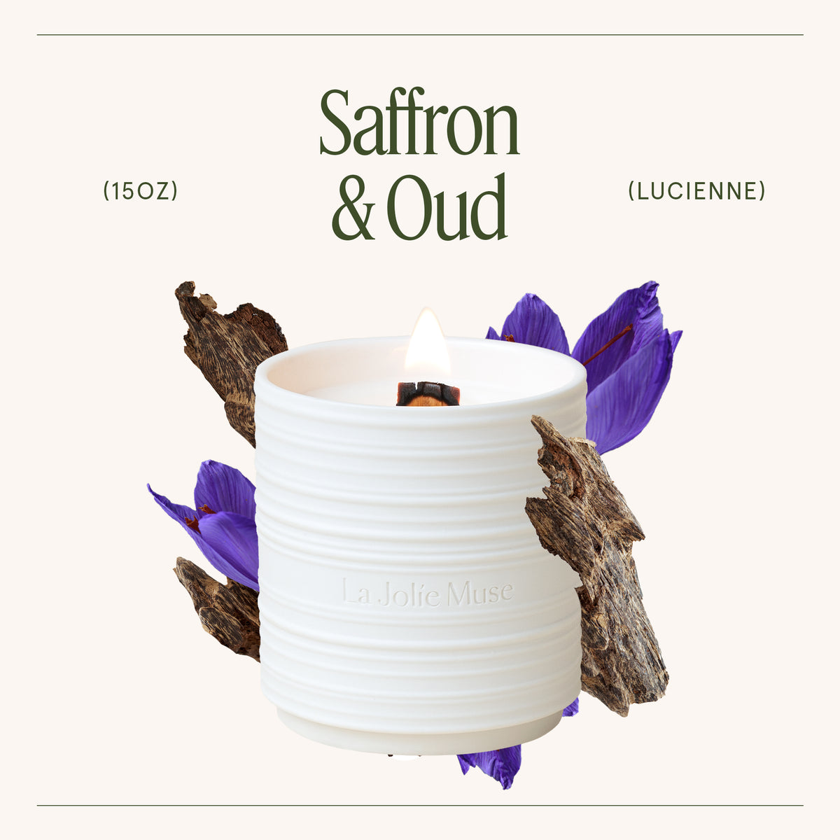 Lucienne - Saffron & Oud Candle Lucienne_SaffronOud_PDP_15oz_3 La Jolie Muse
