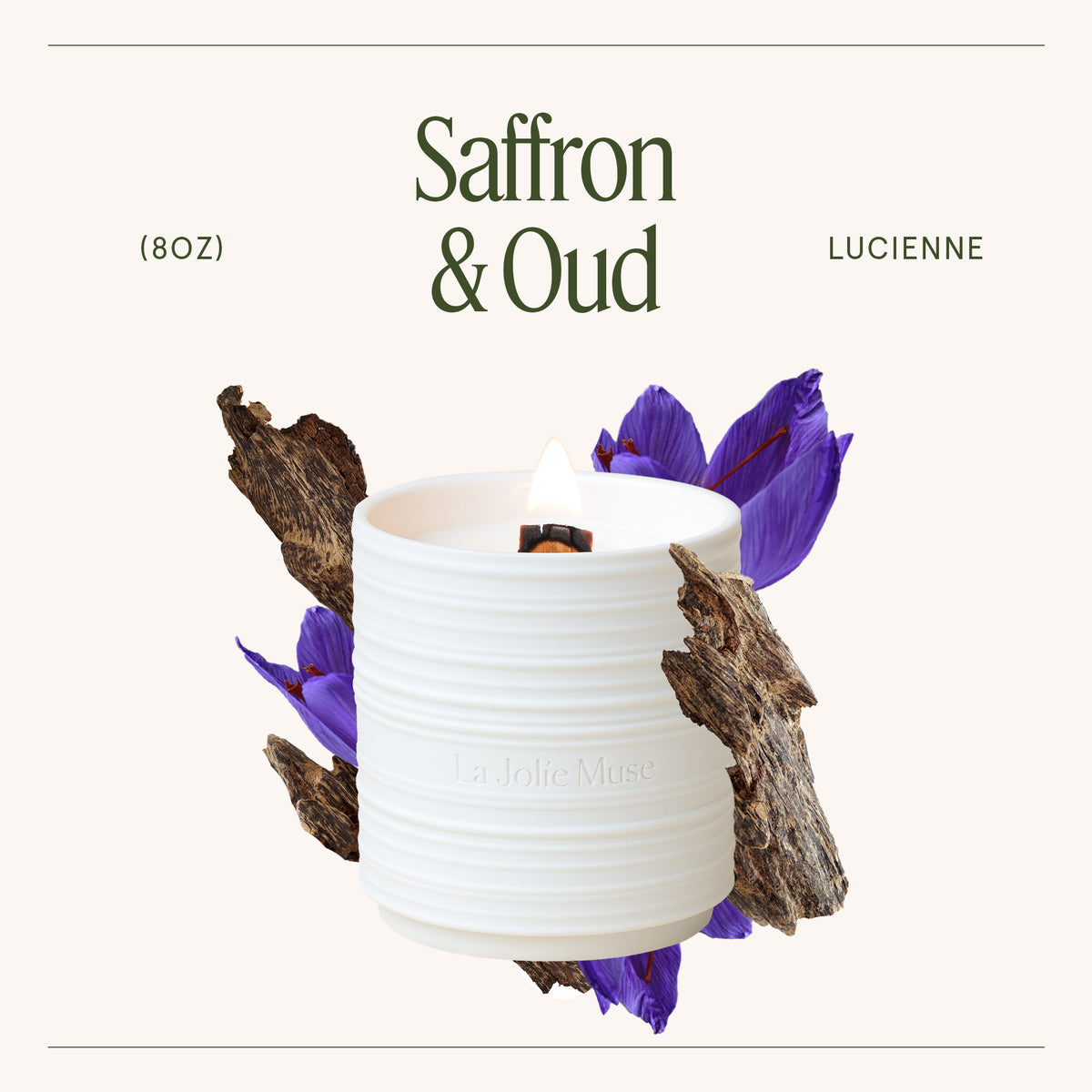 Lucienne - Saffron & Oud Candle Lucienne_SaffronOud_PDP_8oz_3 La Jolie Muse