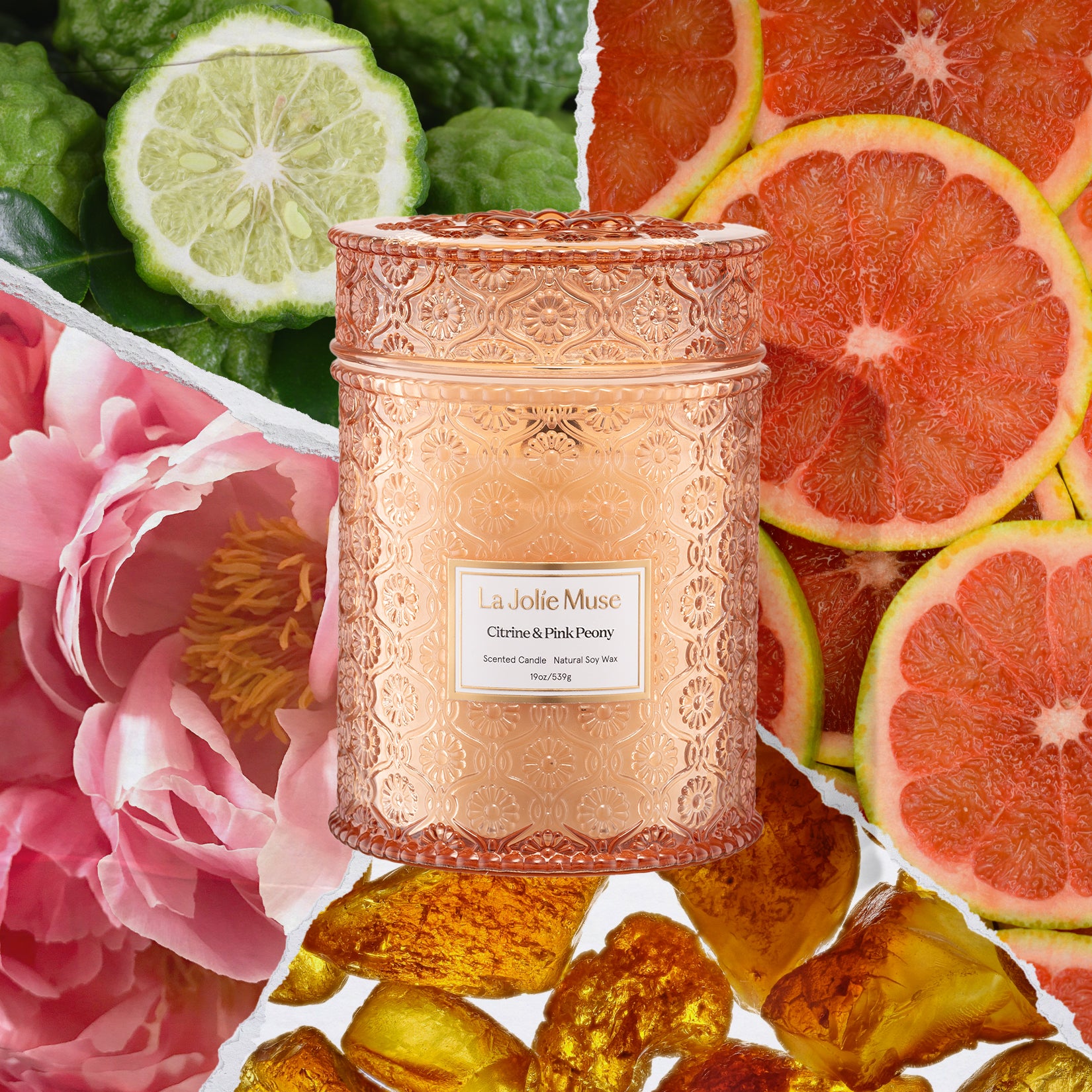 Maelyn - Citrine & Pink Peony 19oz Candle Candles Maelyn_CitrinePinkPeony_PDP_19oz_2 La Jolie Muse