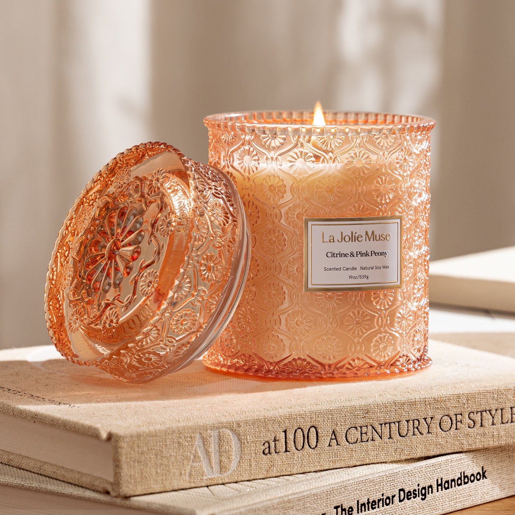 Maelyn - Citrine & Pink Peony 19oz Candle Candles Maelyn_CitrinePinkPeony_PDP_19oz_3 La Jolie Muse