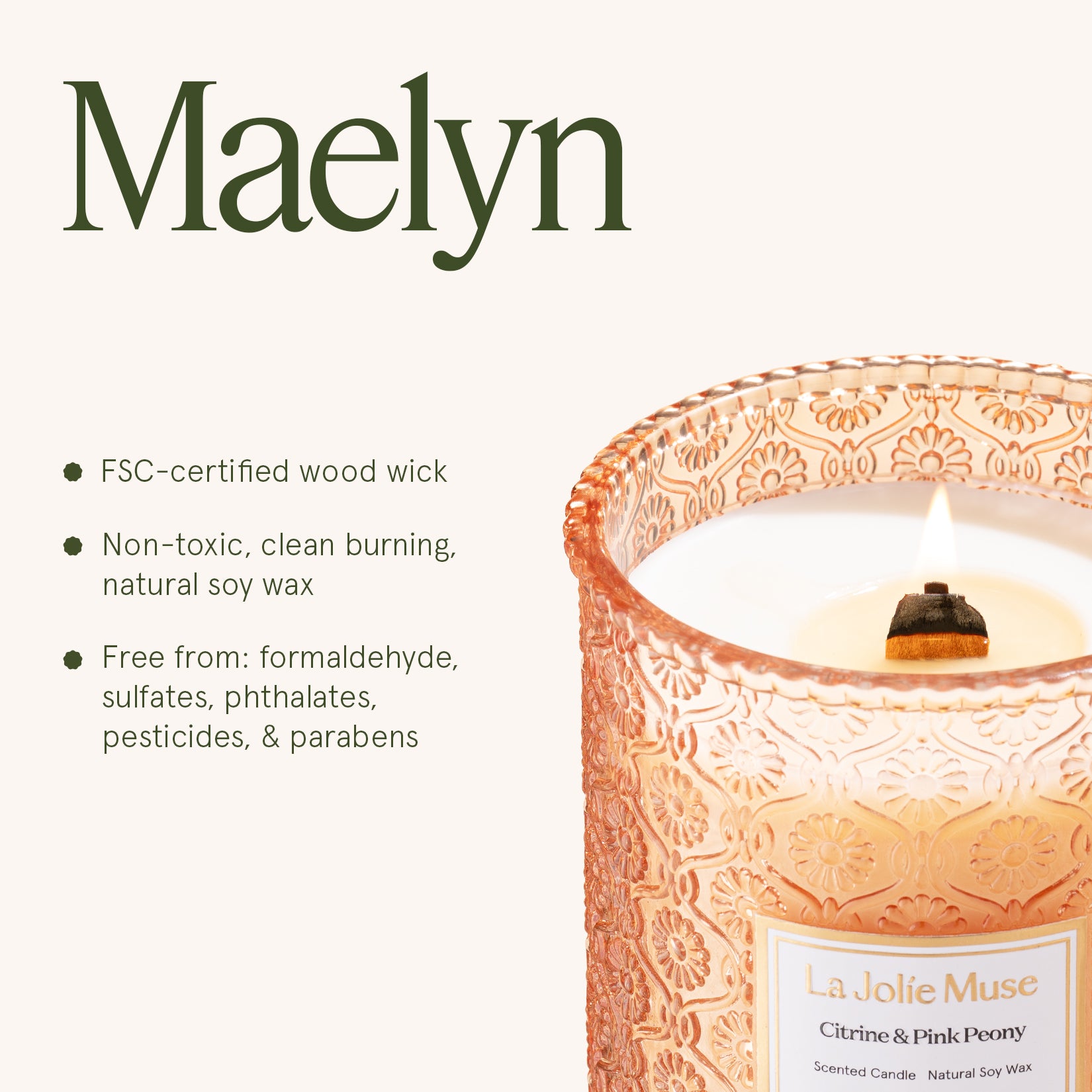 Maelyn - Citrine & Pink Peony 19oz Candle Candles Maelyn_CitrinePinkPeony_PDP_19oz_6 La Jolie Muse