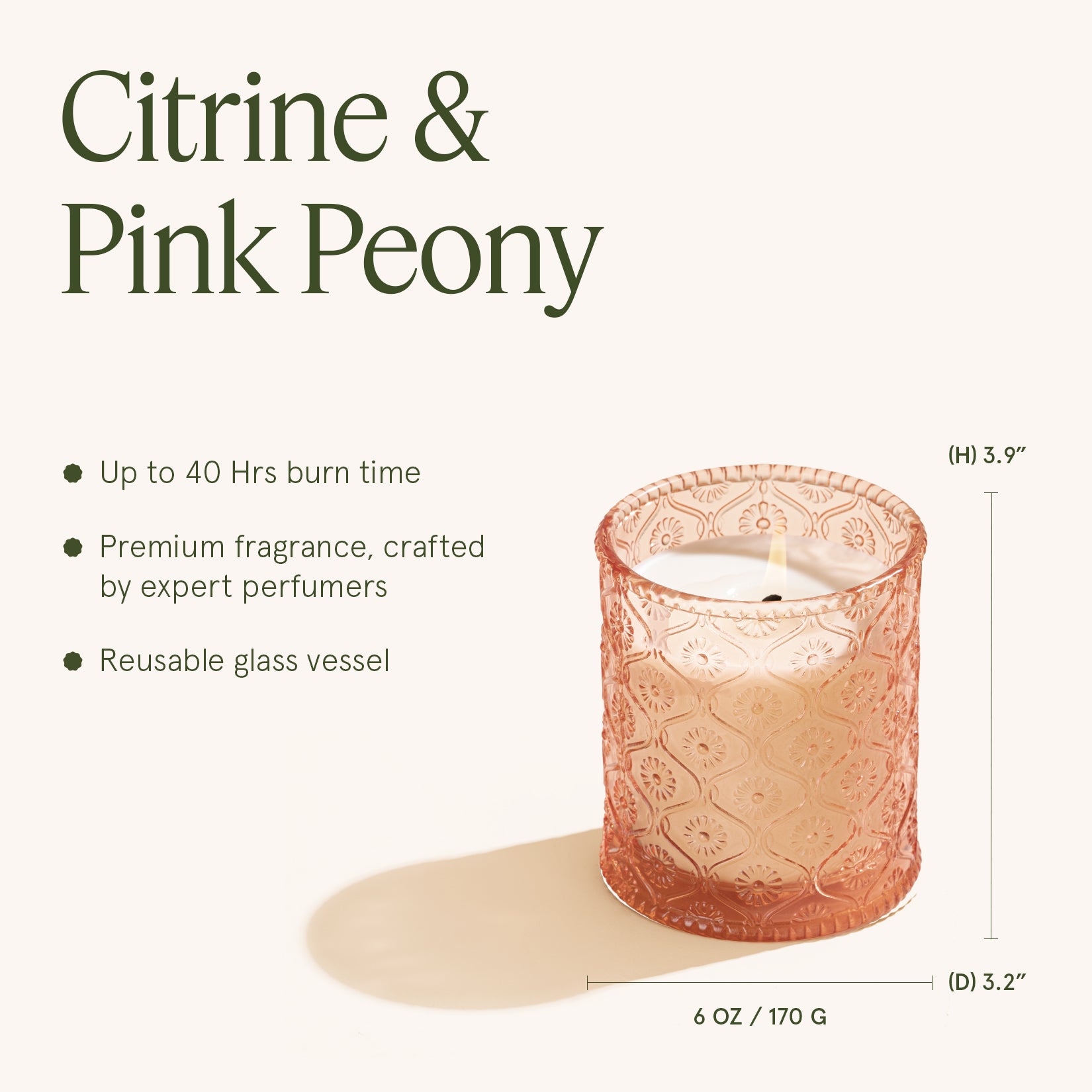 Maelyn - Citrine & Pink Peony 6oz Candle Candles Maelyn_CitrinePinkPeony_PDP_6oz_5 La Jolie Muse