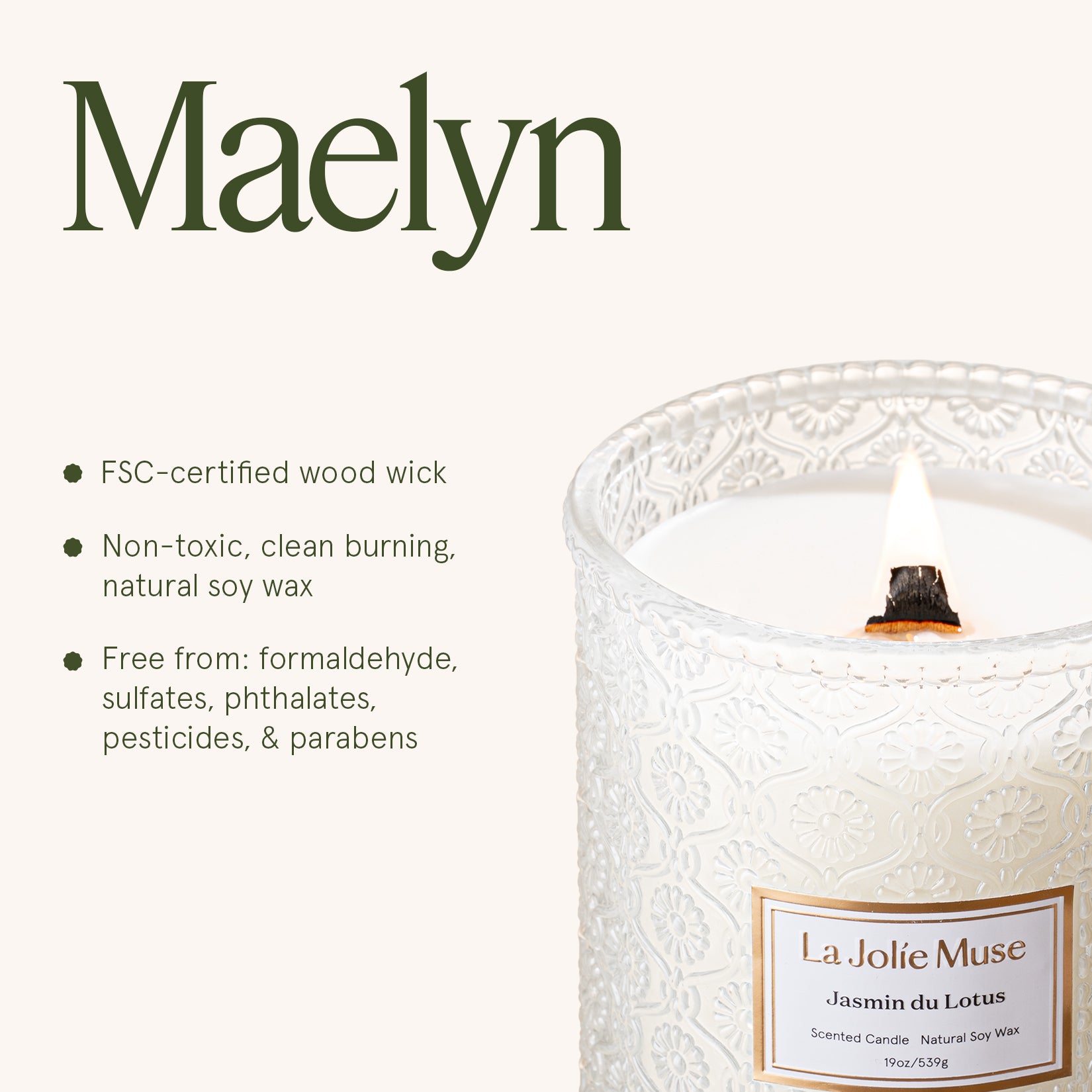 Maelyn - Jasmin du Lotus 19oz Candle Candles Maelyn_JasminduLotus_PDP_19oz_6 La Jolie Muse