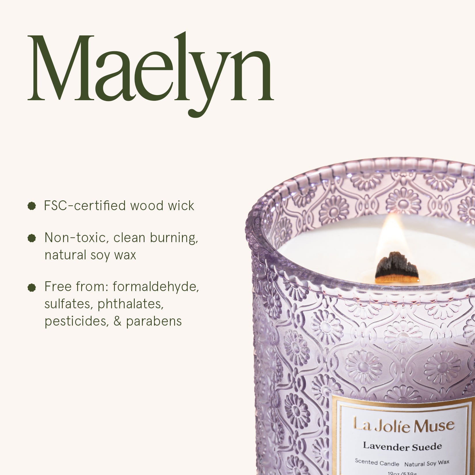Maelyn - Lavender Suede 19oz Candle Candles Maelyn_LavenderSuede_PDP_19oz_6 La Jolie Muse