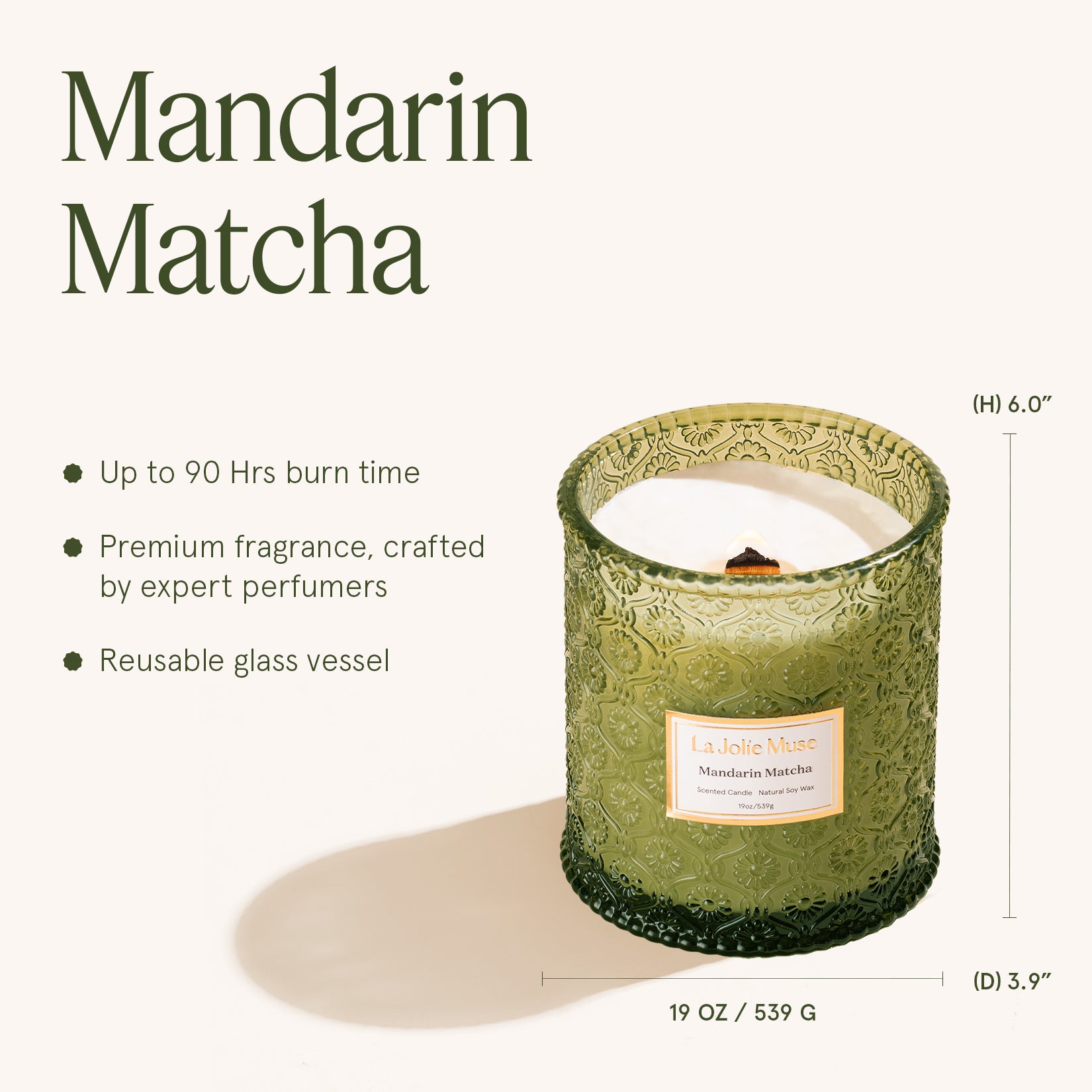 Maelyn - Mandarin Matcha 19oz Candle Candles Maelyn_MandarinMatcha_PDP_19oz_5 La Jolie Muse