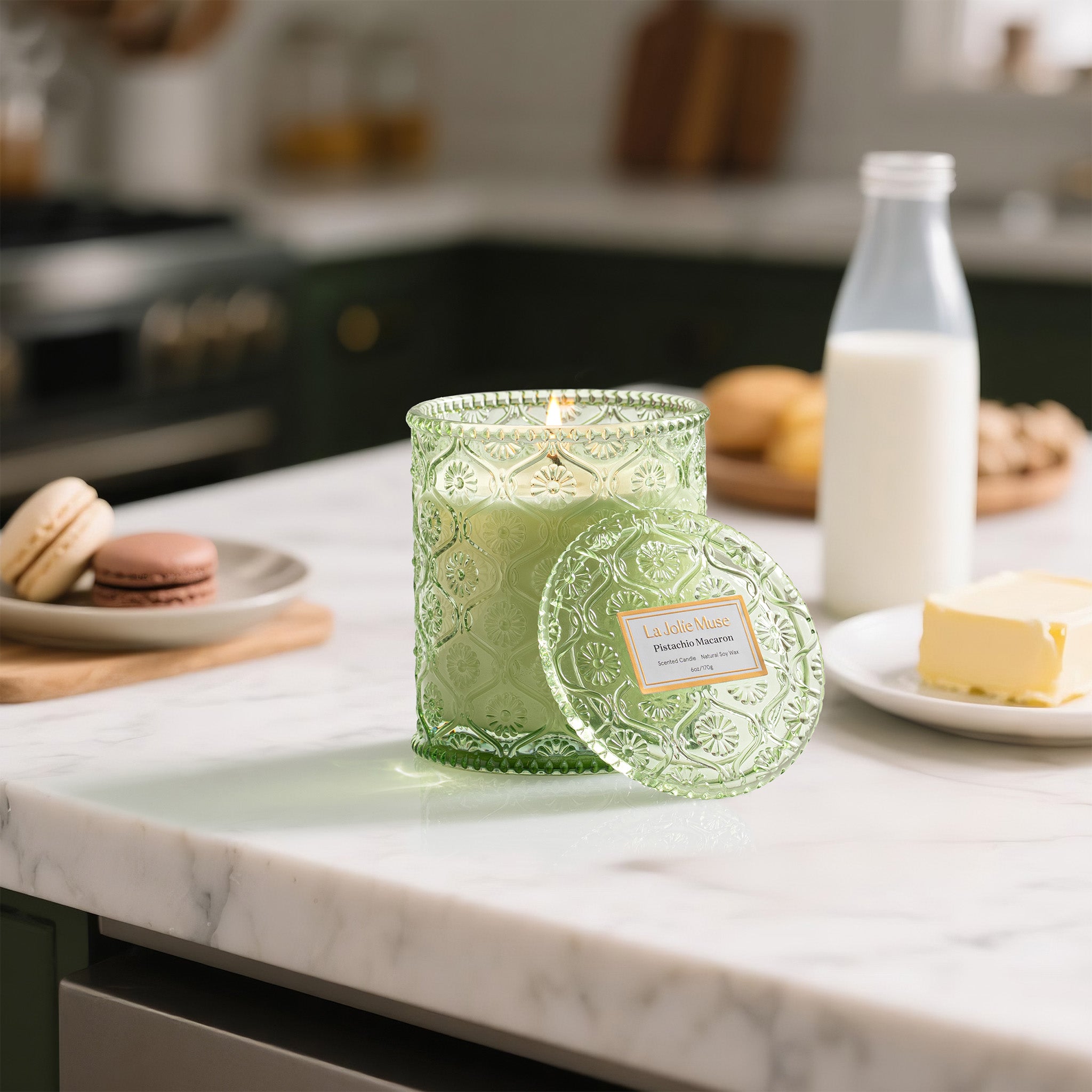 Maelyn - Pistachio Macaron 6oz Candle Candles Maelyn_PistachioMacaron_PDP_6oz_4 La Jolie Muse