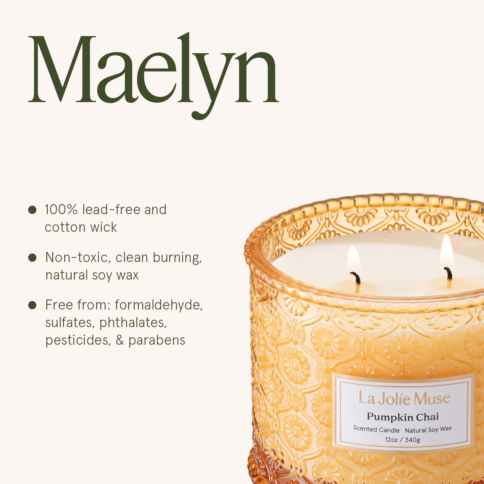 Maelyn - Pumpkin Chai 12oz Candle Candles Maelyn_PumpkinChai_PDP_12oz_6 La Jolie Muse