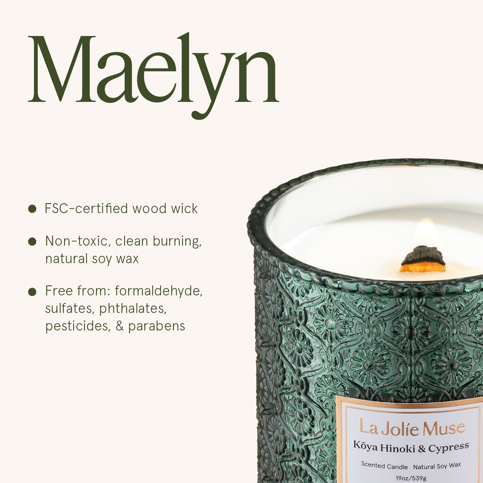 Maelyn - Kōya Hinoki & Cypress 19oz Candle Candles Maelyn_RubyBerryBliss_PDP_19oz_6 La Jolie Muse