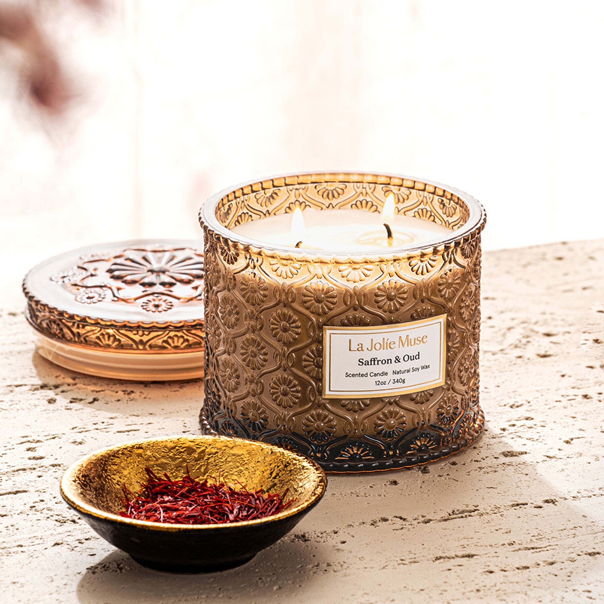 Maelyn - Saffron & Oud 12oz Candle Candles Maelyn_SaffronOud_PDP_12oz_3 La Jolie Muse