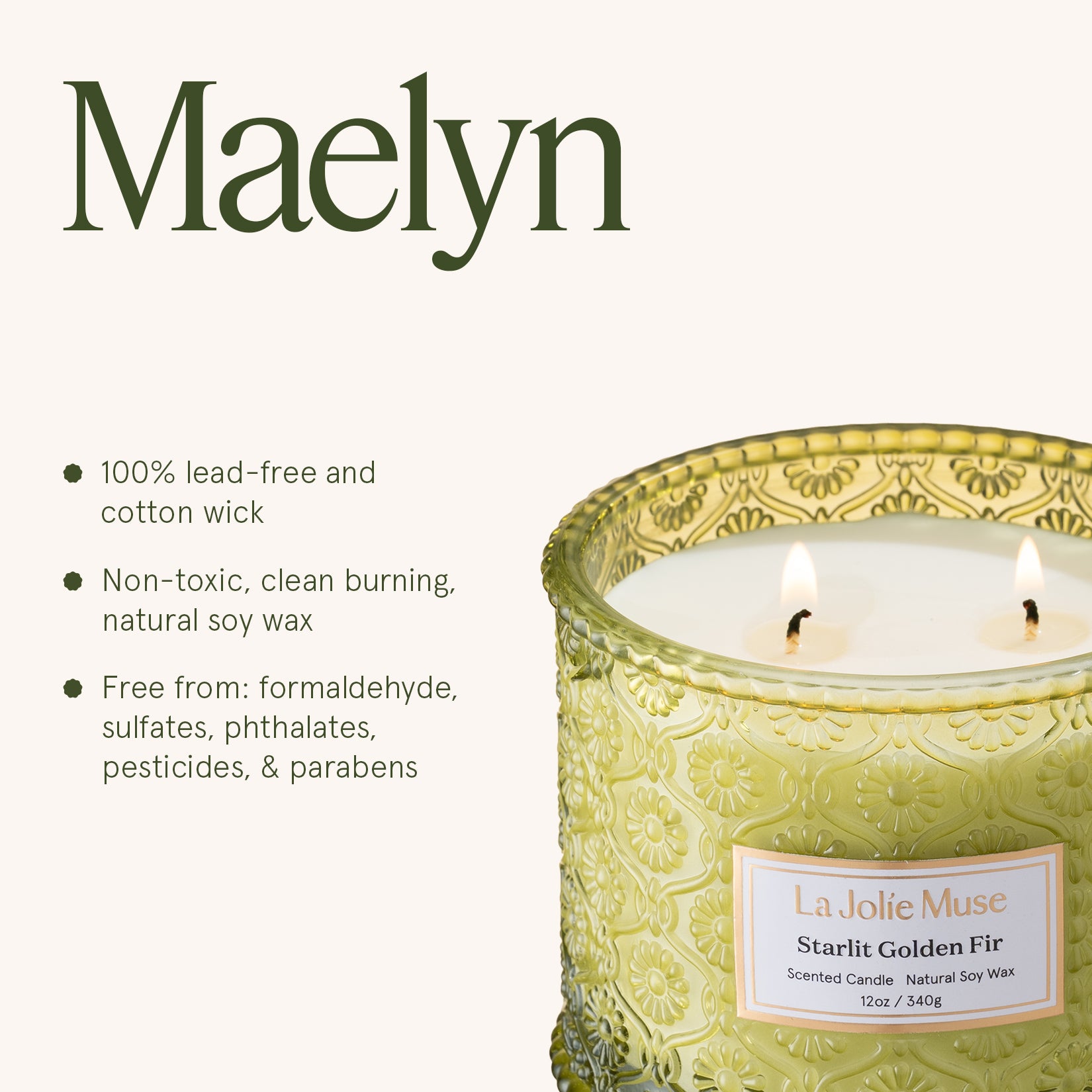 Maelyn - Starlit Golden Fir 12oz Candle Candles Maelyn_StarlitGoldenFir_PDP_12oz_6 La Jolie Muse