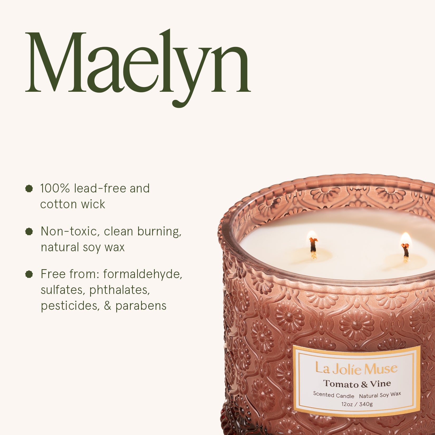 Maelyn - Tomato & Vine 12oz Candle Candles Maelyn_TomatoVine_PDP_12oz_6 La Jolie Muse