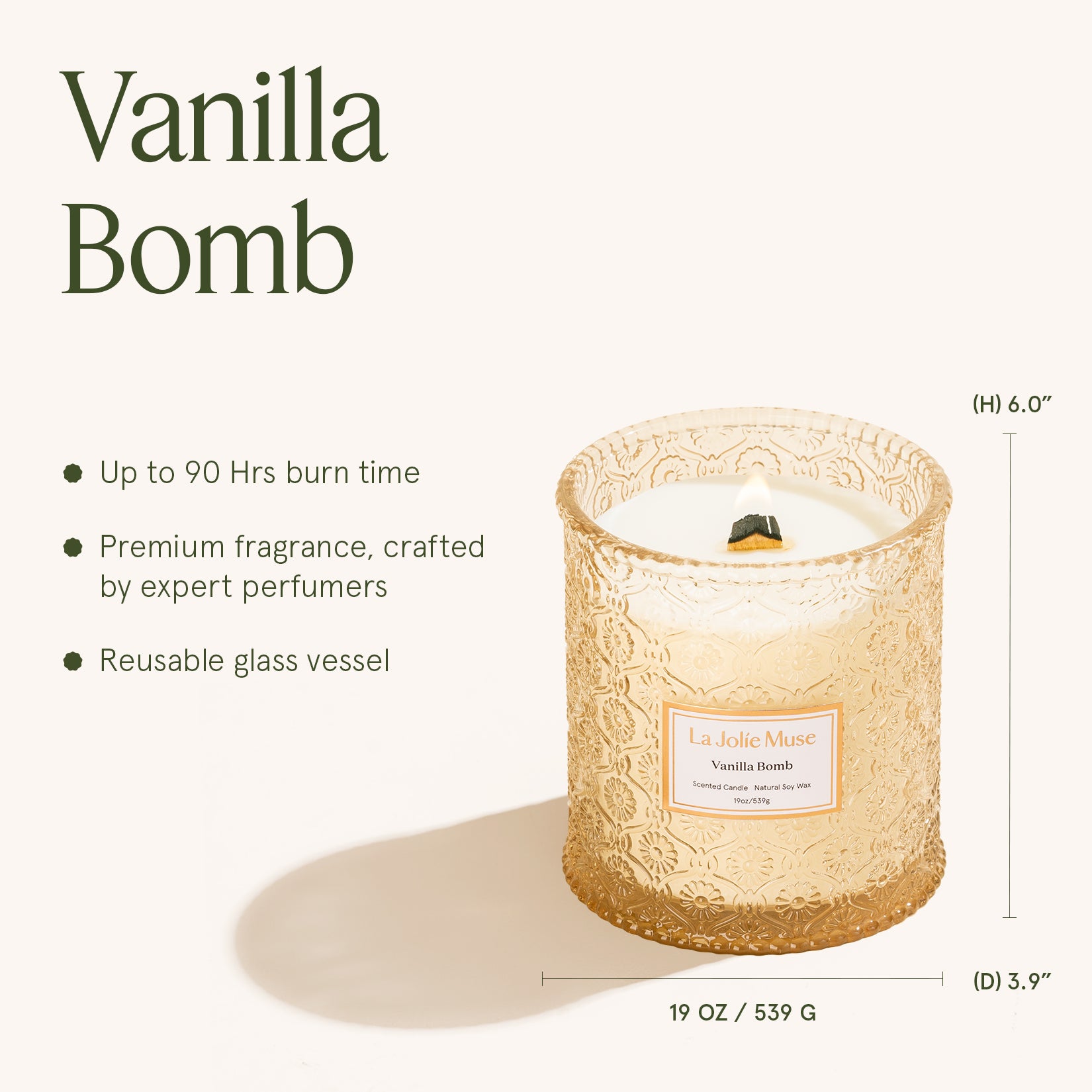 Maelyn - Vanilla Bomb 19oz Candle Candles Maelyn_VanillaBomb_PDP_19oz_5 La Jolie Muse