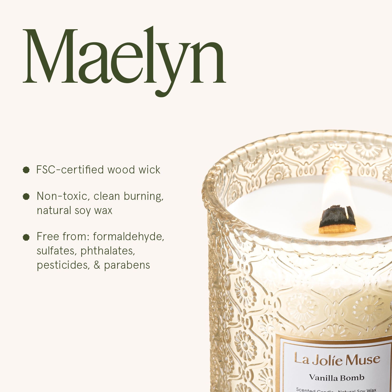 Maelyn - Vanilla Bomb 19oz Candle Candles Maelyn_VanillaBomb_PDP_19oz_6 La Jolie Muse