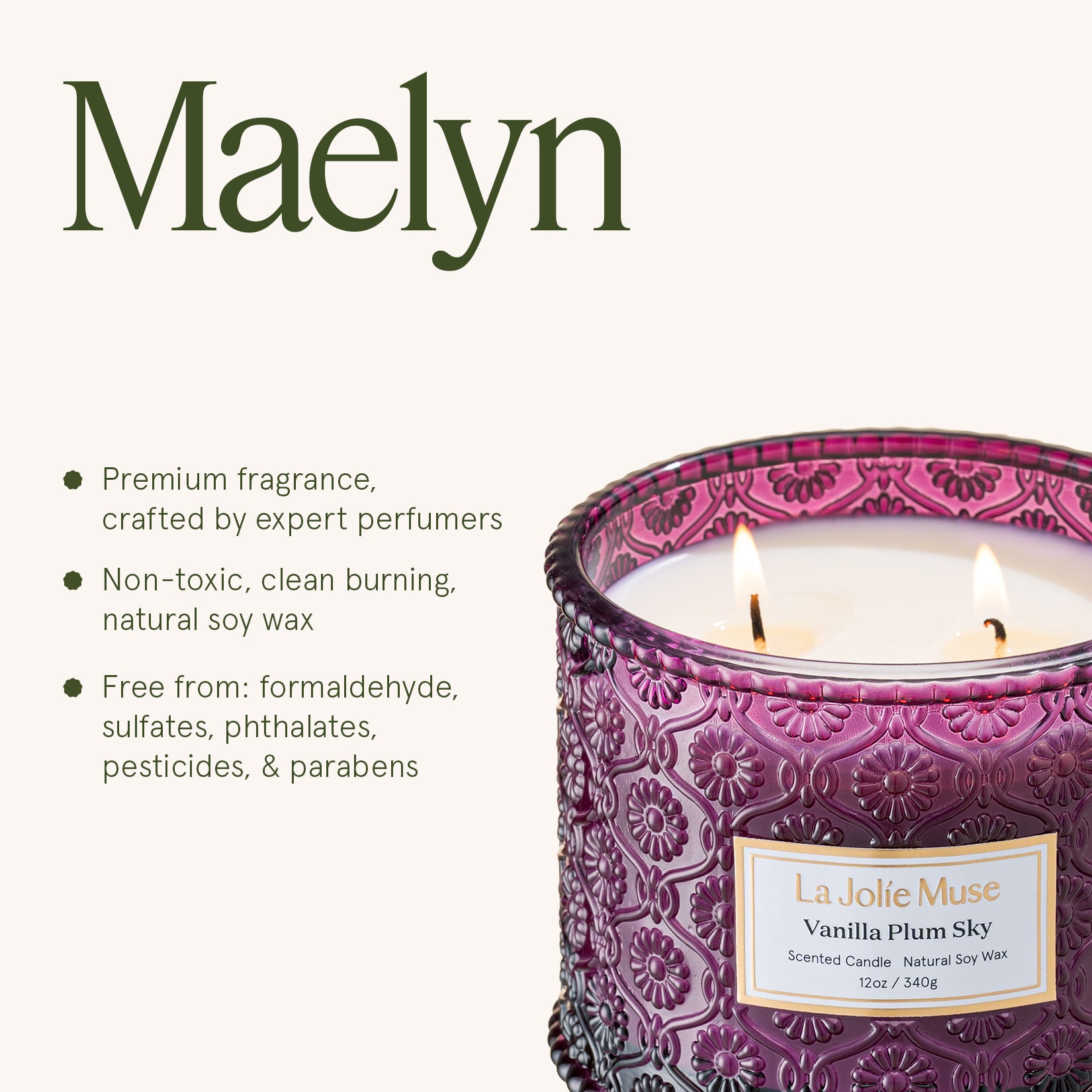 Maelyn - Vanilla Plum Sky 12oz Candle Candles Maelyn_VanillaPlumSky_PDP_12oz_7 La Jolie Muse