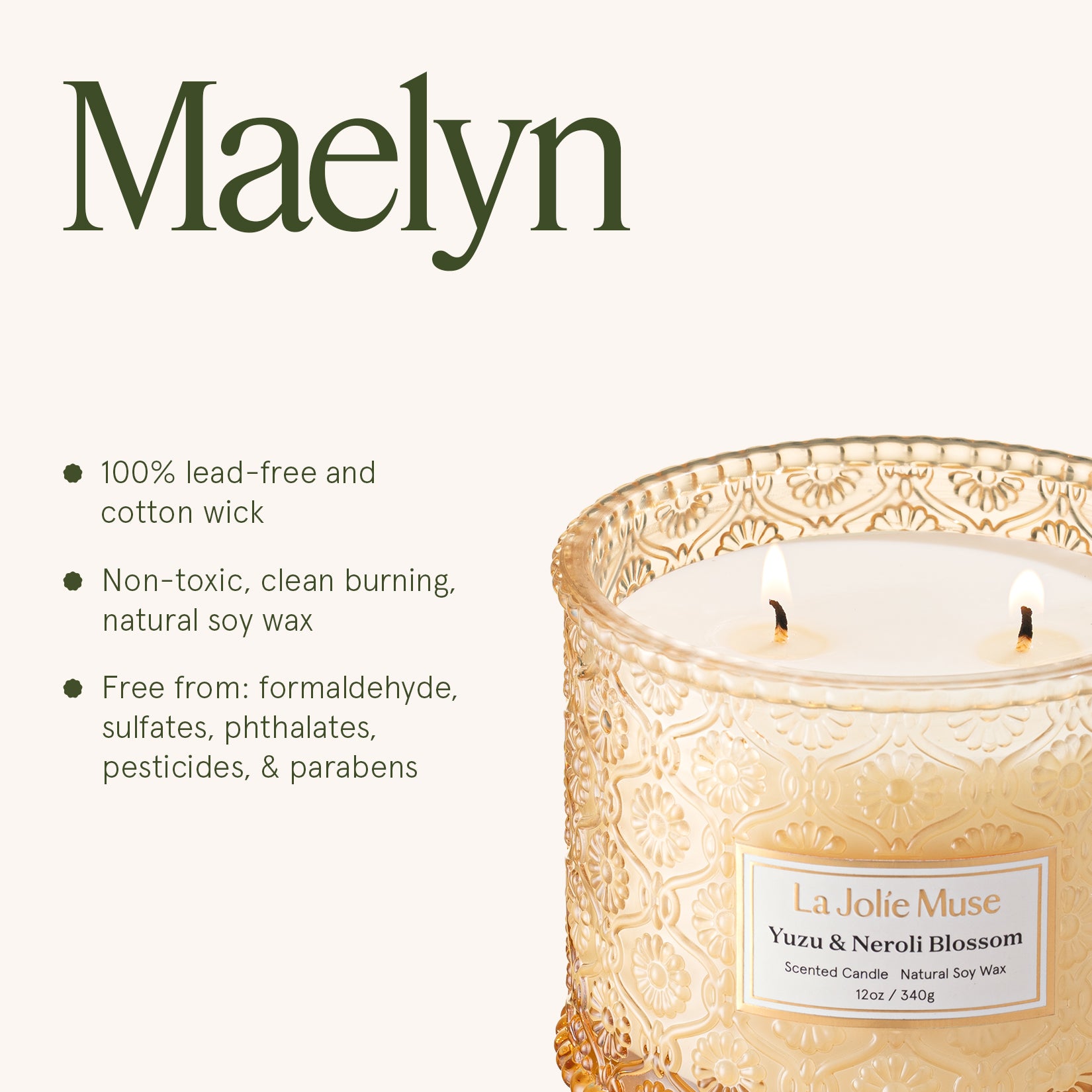 Maelyn - Yuzu & Neroli Blossom 12oz Candle Candles Maelyn_YuzuNeroliBlossom_PDP_12oz_6 La Jolie Muse