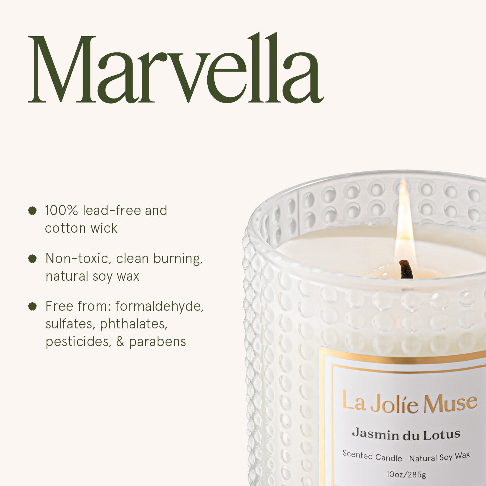 Marvella - Jasmin du Lotus 10oz Candle Candles Marvella_JasminduLotus_PDP_10oz_6 La Jolie Muse