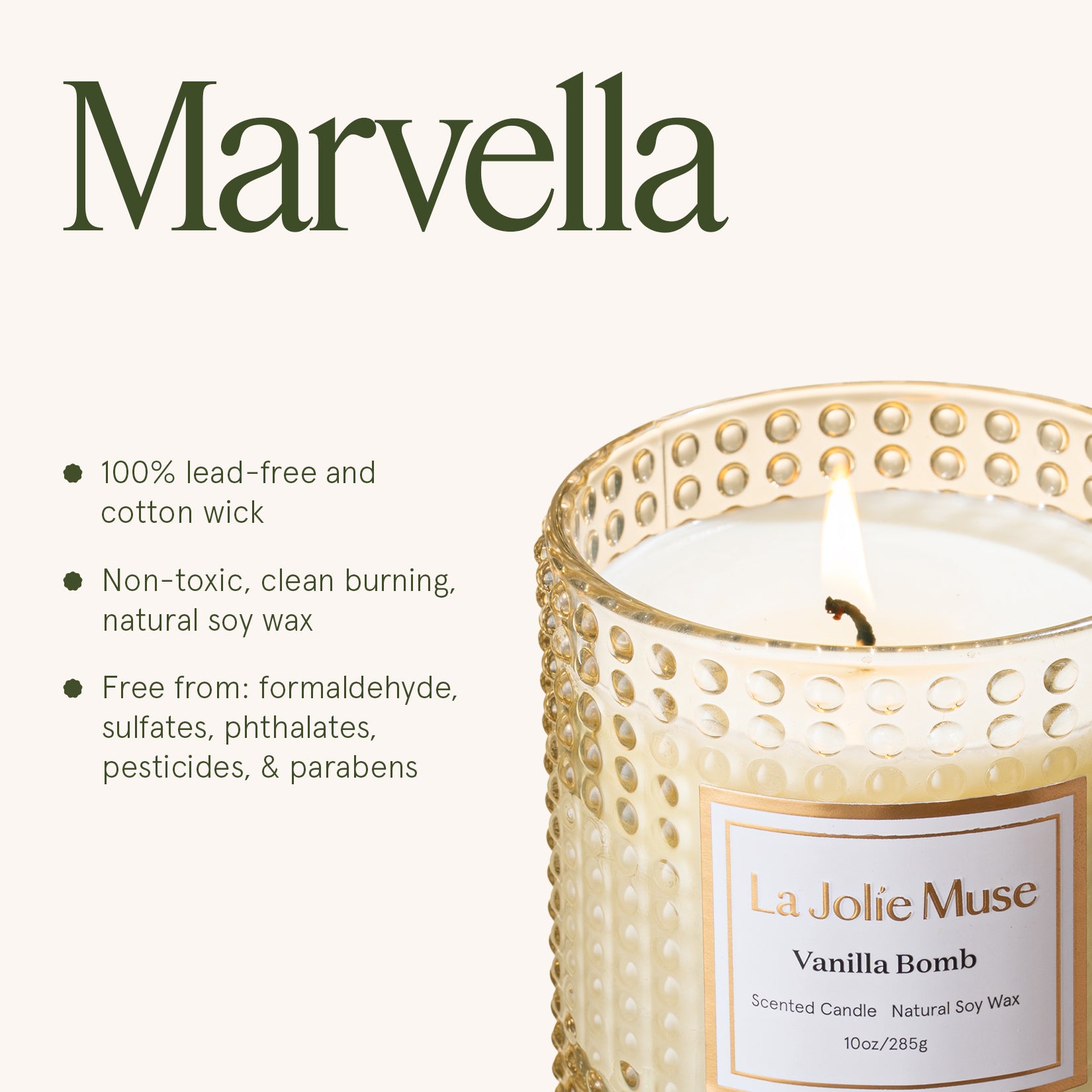 Marvella - Vanilla Bomb 10oz Candle Candles Marvella_VanillaBomb_PDP_10oz_6 La Jolie Muse