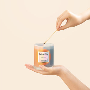 Photo shot of lighting Roesia - Zest Bora Bora 10oz candle with a match