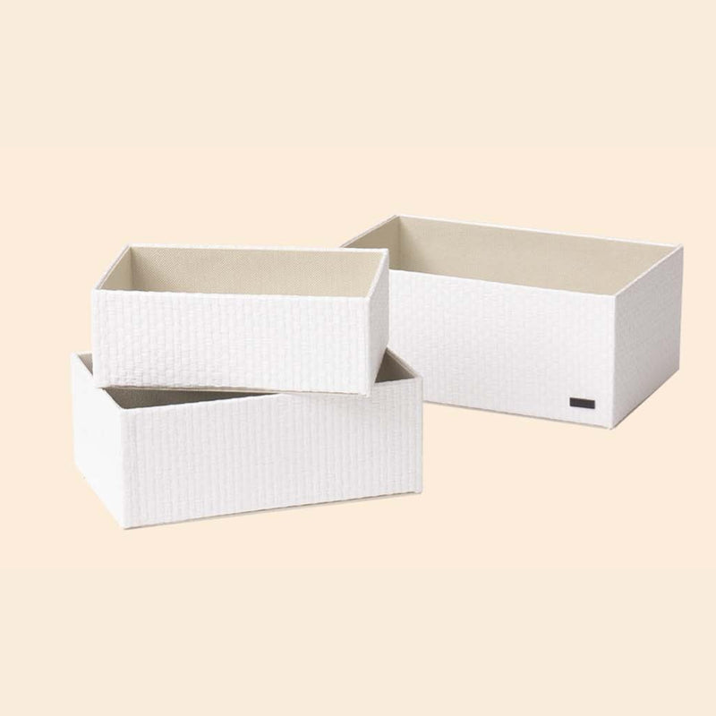 Lille White Woven Paper Rectangle Baskets S Set 3