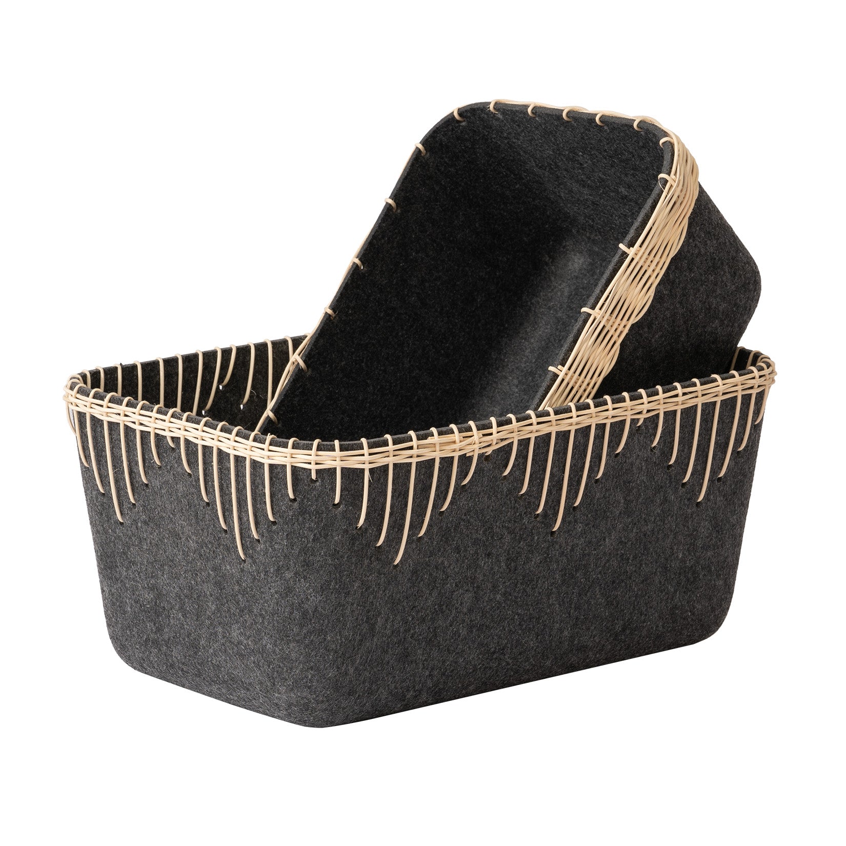 Yvette - Stone Grey Felt Rectangular Storage Basket M Set 2 1_15_b8b48423-4b18-4b99-8117-fc06a40d21a7 LA JOLIE MUSE