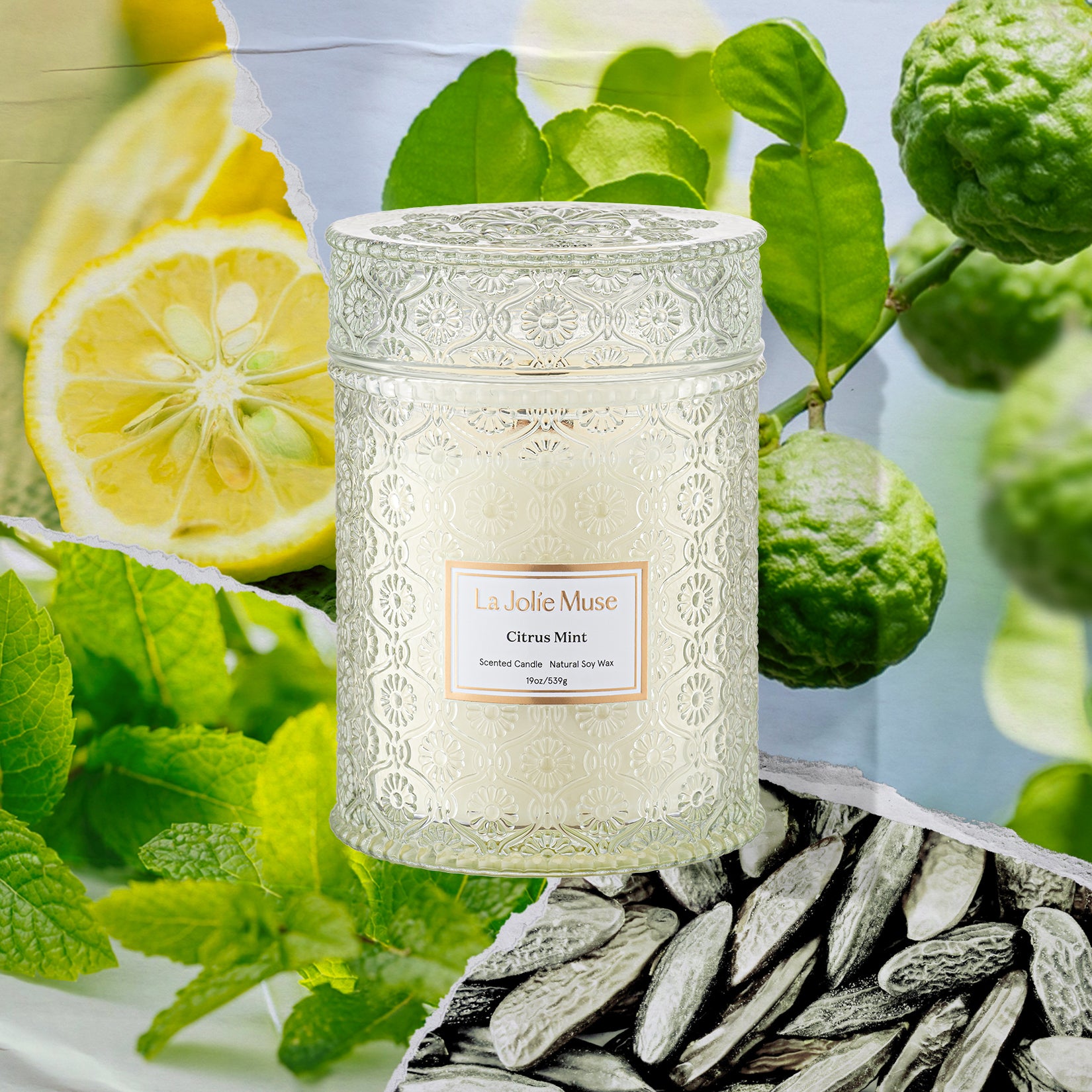 Maelyn - Citrus Mint 19oz Candle Candles 2-collage_1 La Jolie Muse