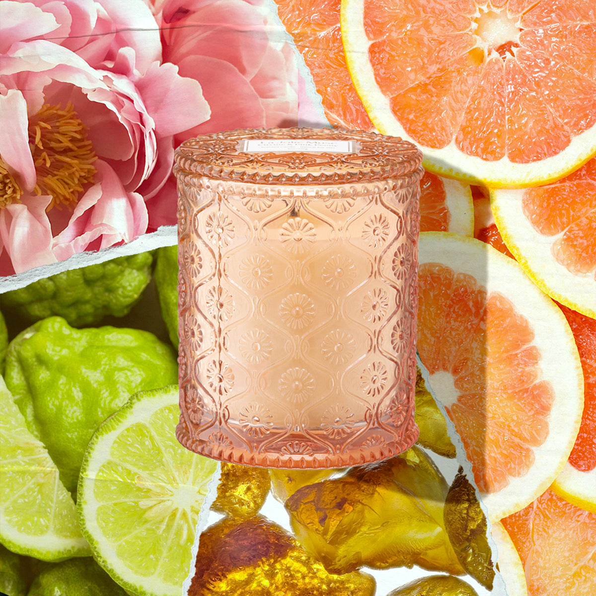 Maelyn - Citrine & Pink Peony 6oz Candle Candles 2-collage_3 La Jolie Muse