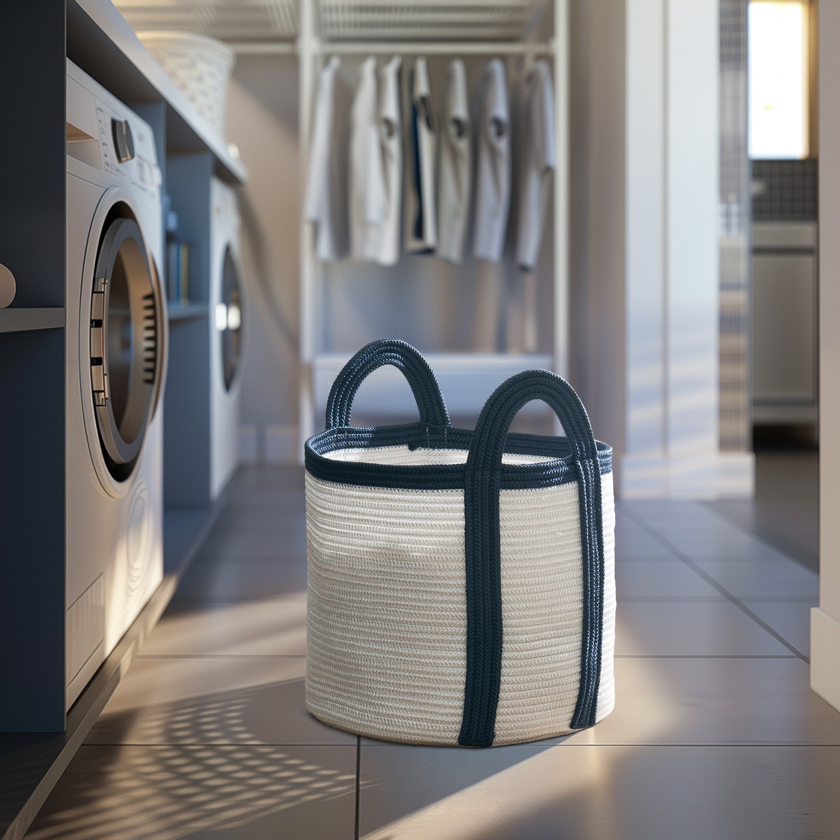 Lumière - Pearl Polypropylene Rope Round Laundry Basket M 3_19_b8001042-9364-4bd4-900a-c7a2c31ebf37 LA JOLIE MUSE