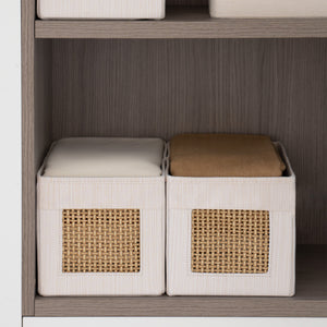 Jura Beige Fabric Brown Paper Mesh Foldable Storage L Set 2