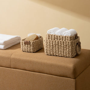 Kulu Desert and White Paper Rope Rectangle Baskets S Set 3 NEW
