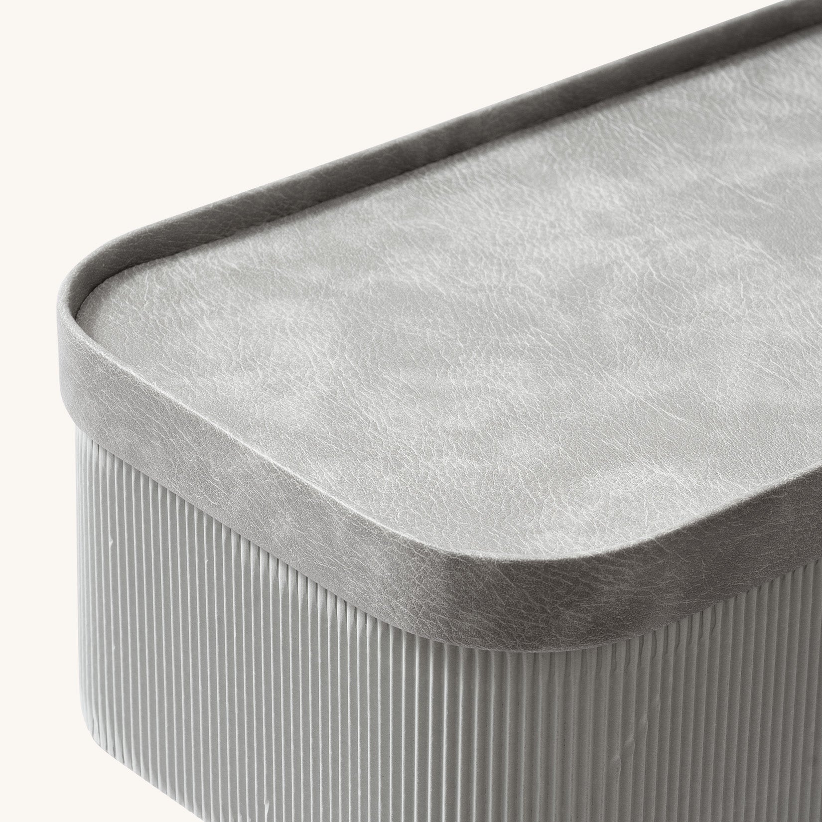 Alberto - Storm Grey Corrugated Paper Rectangular Storage Box With Vegan Leather Lid Set 3 6_1_1_735b11c0-c2b3-4d09-98c9-38414e9ba7ca LA JOLIE MUSE
