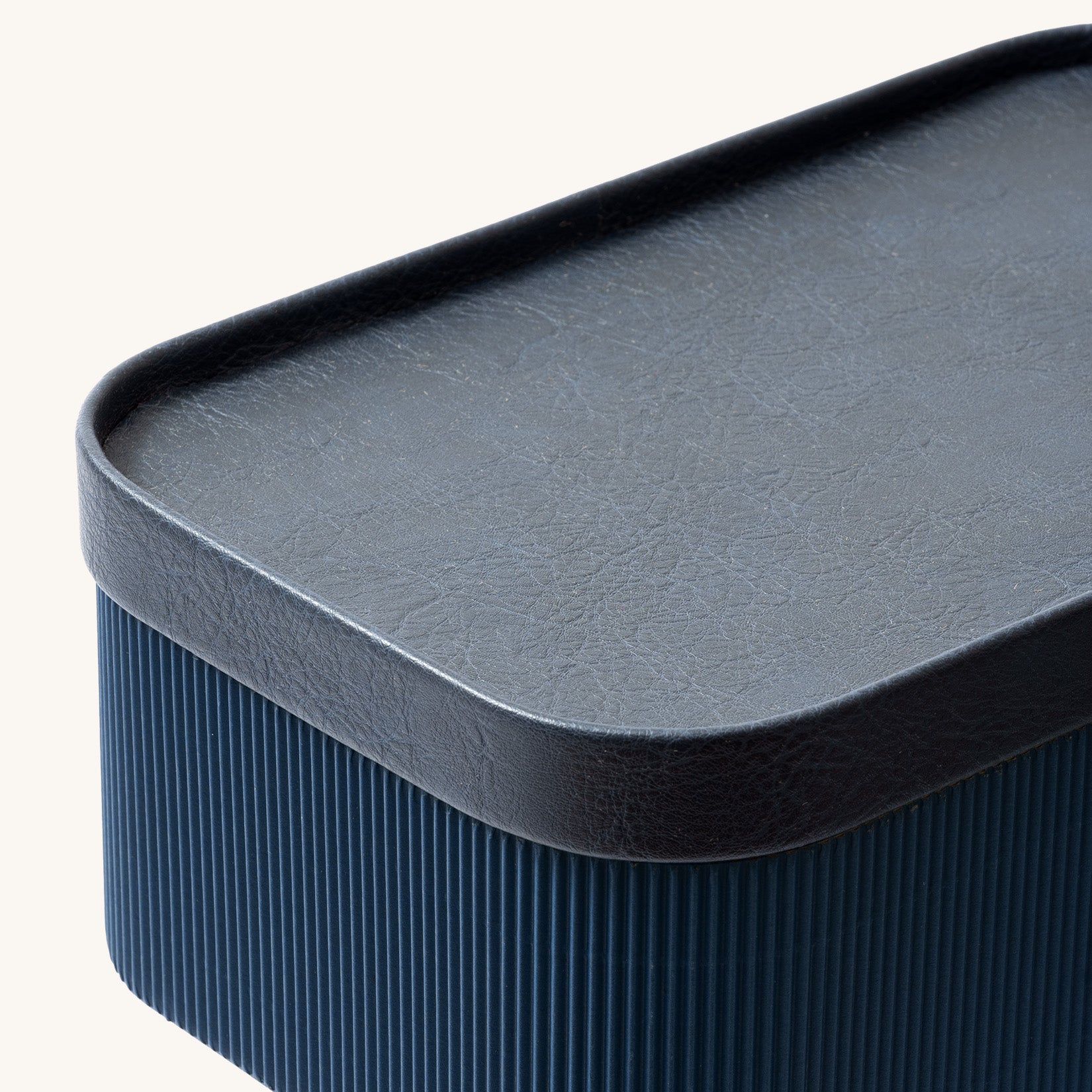 Alberto - Navy Blue Corrugated Paper Rectangular Storage Box With Vegan Leather Lid Set 3 6_5_977fb057-3a75-42da-bdd7-6b268e42537f LA JOLIE MUSE
