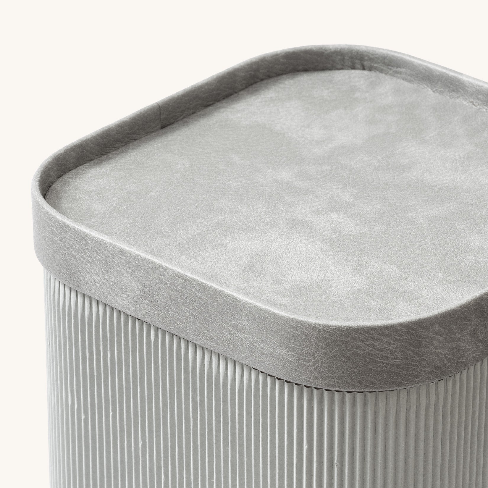 Alberto - Storm Gray Corrugated Paper Sqaure Storage Box With Vegan Leather Lid Set 2 6_5e179746-315c-42c0-90fa-37edb8fb1e2d LA JOLIE MUSE