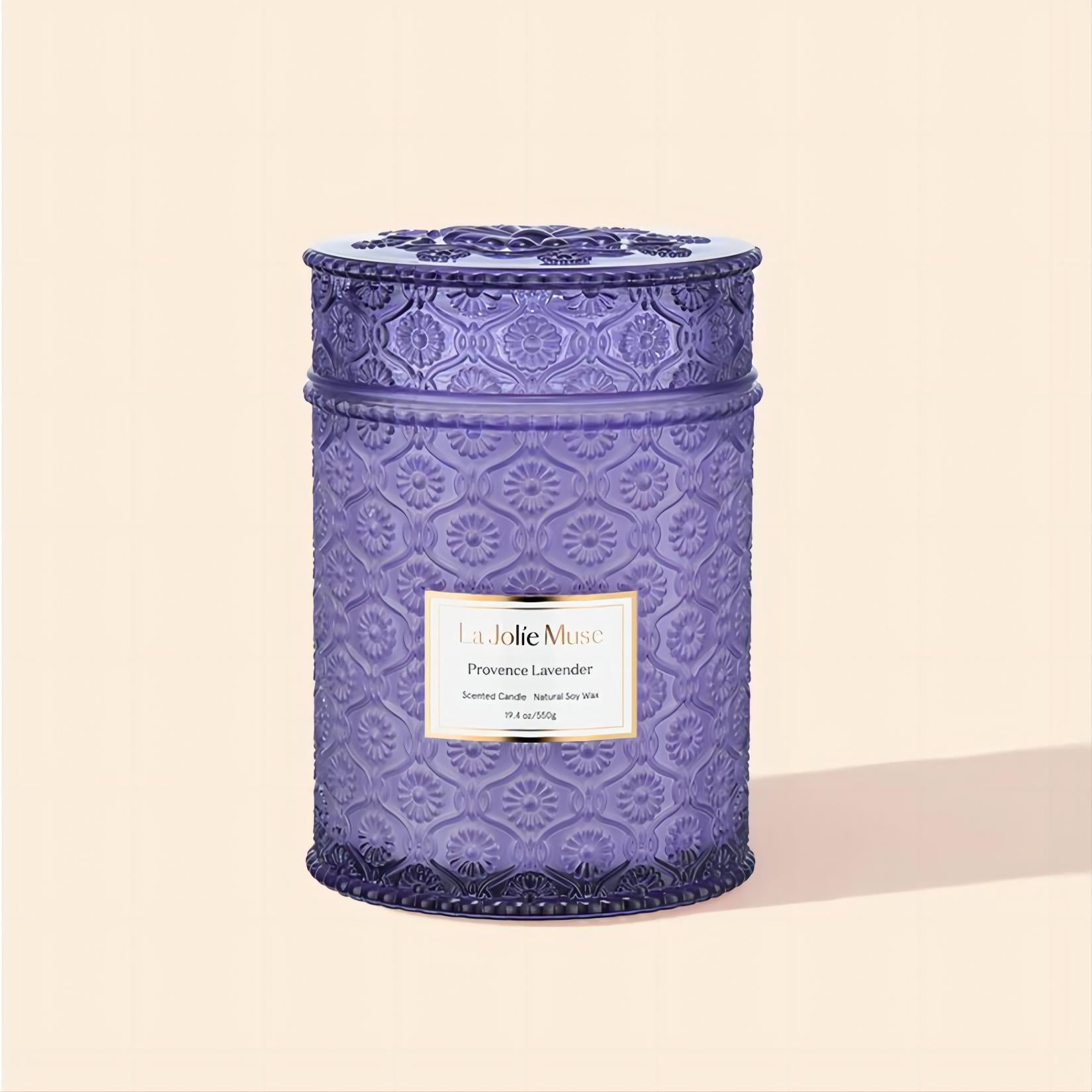 Product Shot of Maelyn - Provence Lavender 19.4oz candle in the middle
