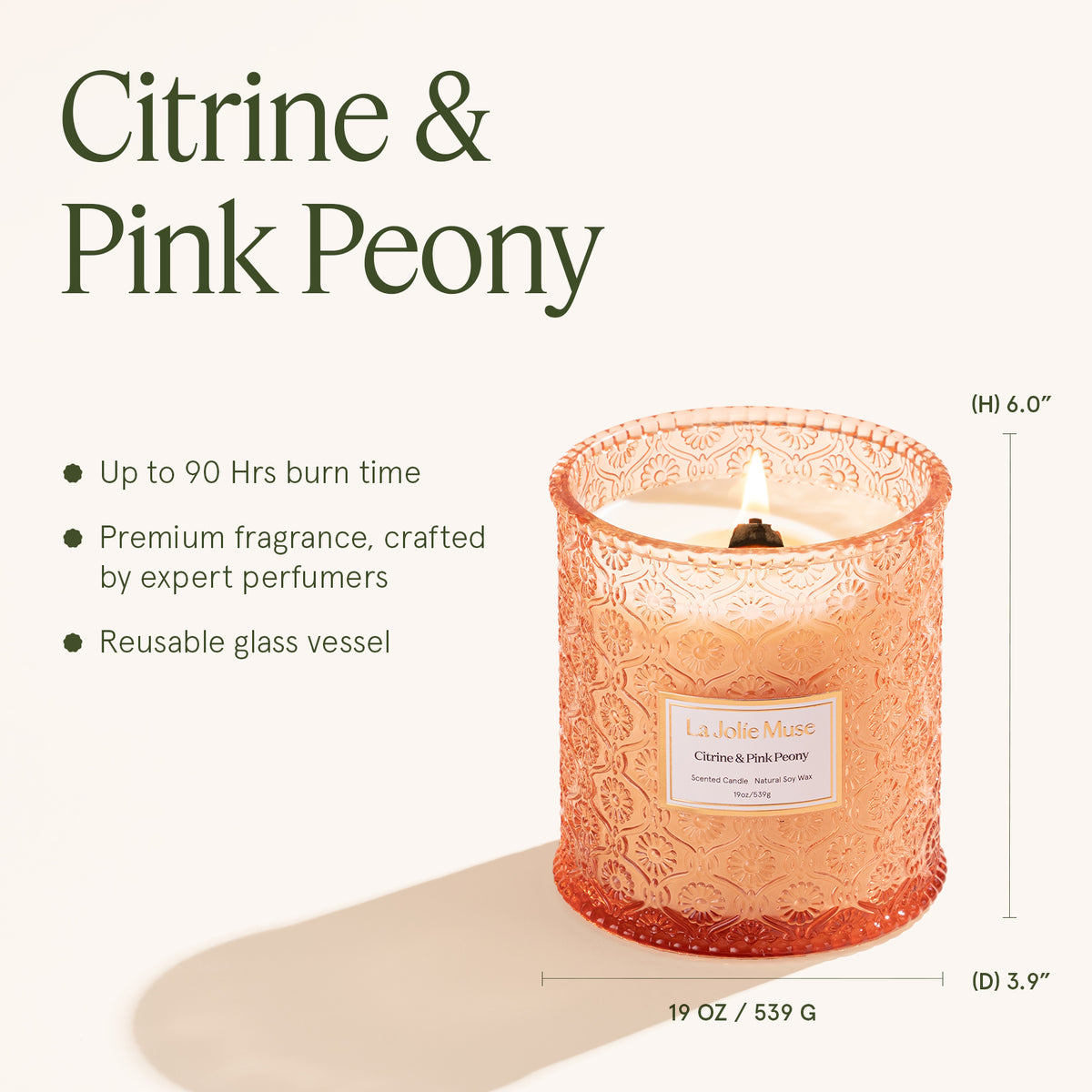 Maelyn - Citrine & Pink Peony 19oz Candle Candles Maelyn_CitrinePinkPeony_PDP_19oz_5 La Jolie Muse