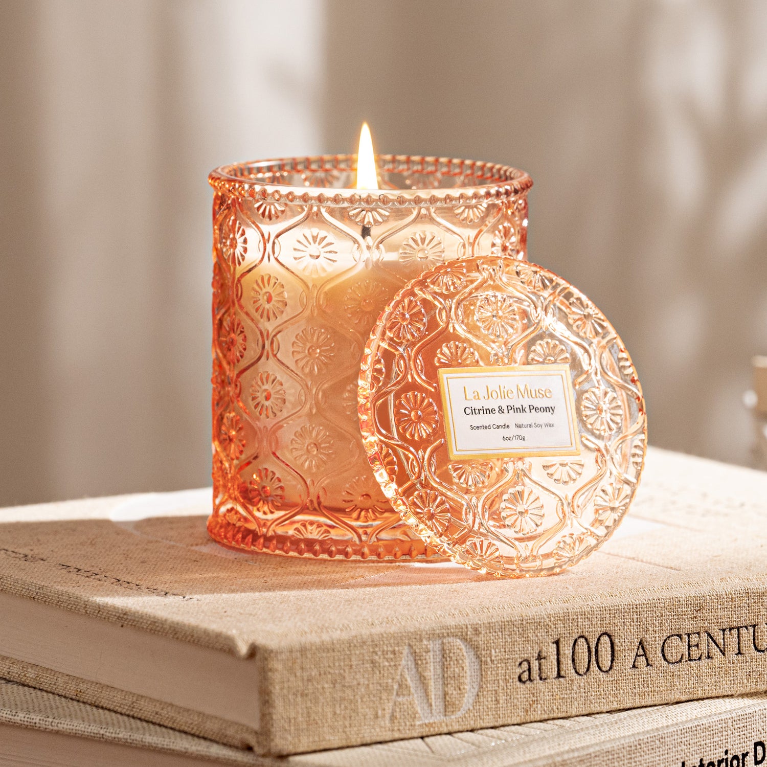 Maelyn - Citrine & Pink Peony 6oz Candle Candles Maelyn_CitrinePinkPeony_PDP_6oz_3 La Jolie Muse