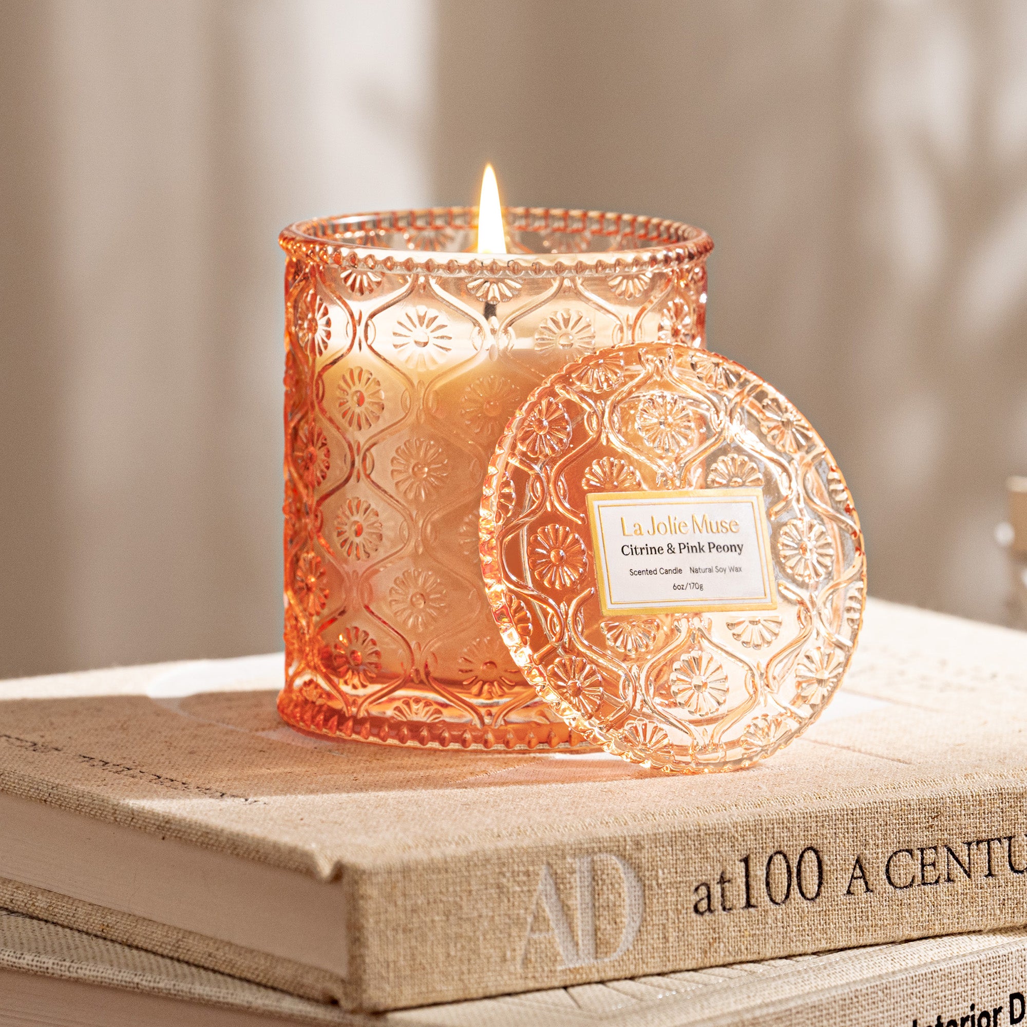 Maelyn - Citrine & Pink Peony 6oz Candle Candles Maelyn_CitrinePinkPeony_PDP_6oz_3 La Jolie Muse