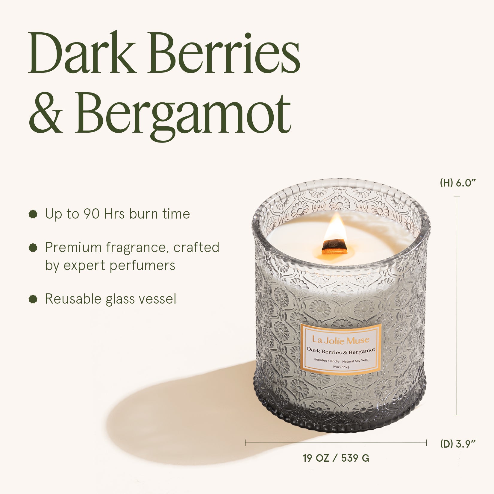 Maelyn - Dark Berries & Bergamot 19oz Candle – LA JOLIE MUSE