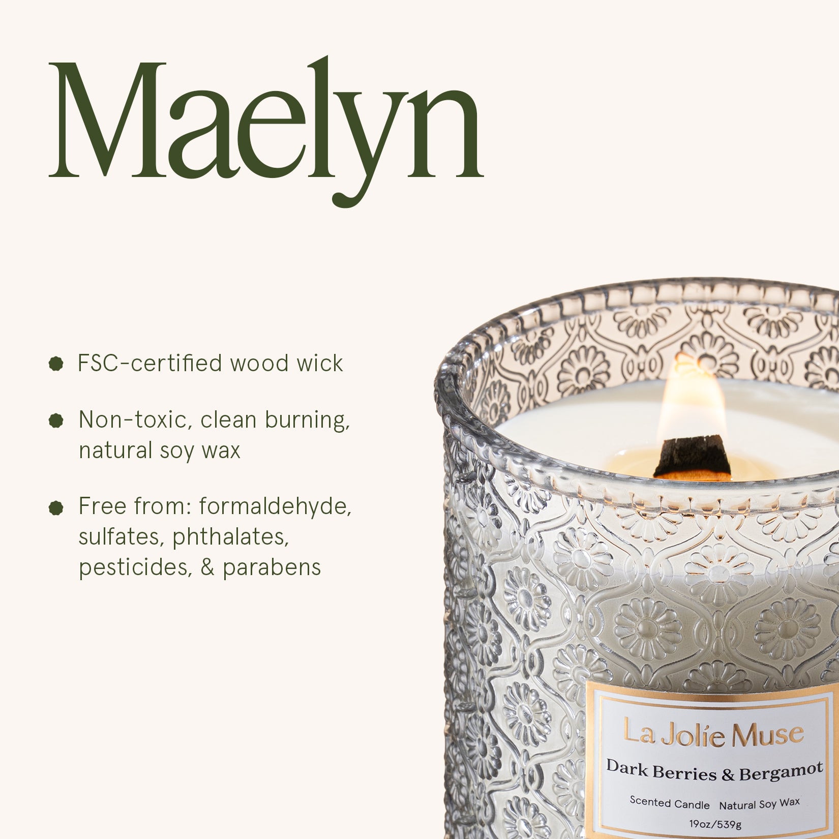 Maelyn - Dark Berries & Bergamot 19oz Candle – LA JOLIE MUSE