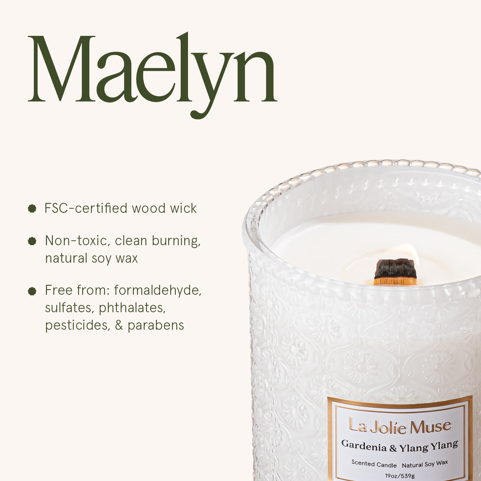 Maelyn - Gardenia & Ylang Ylang 19.4oz Candle Candles Maelyn_GardeniaYlangYlang_PDP_19oz_6 La Jolie Muse