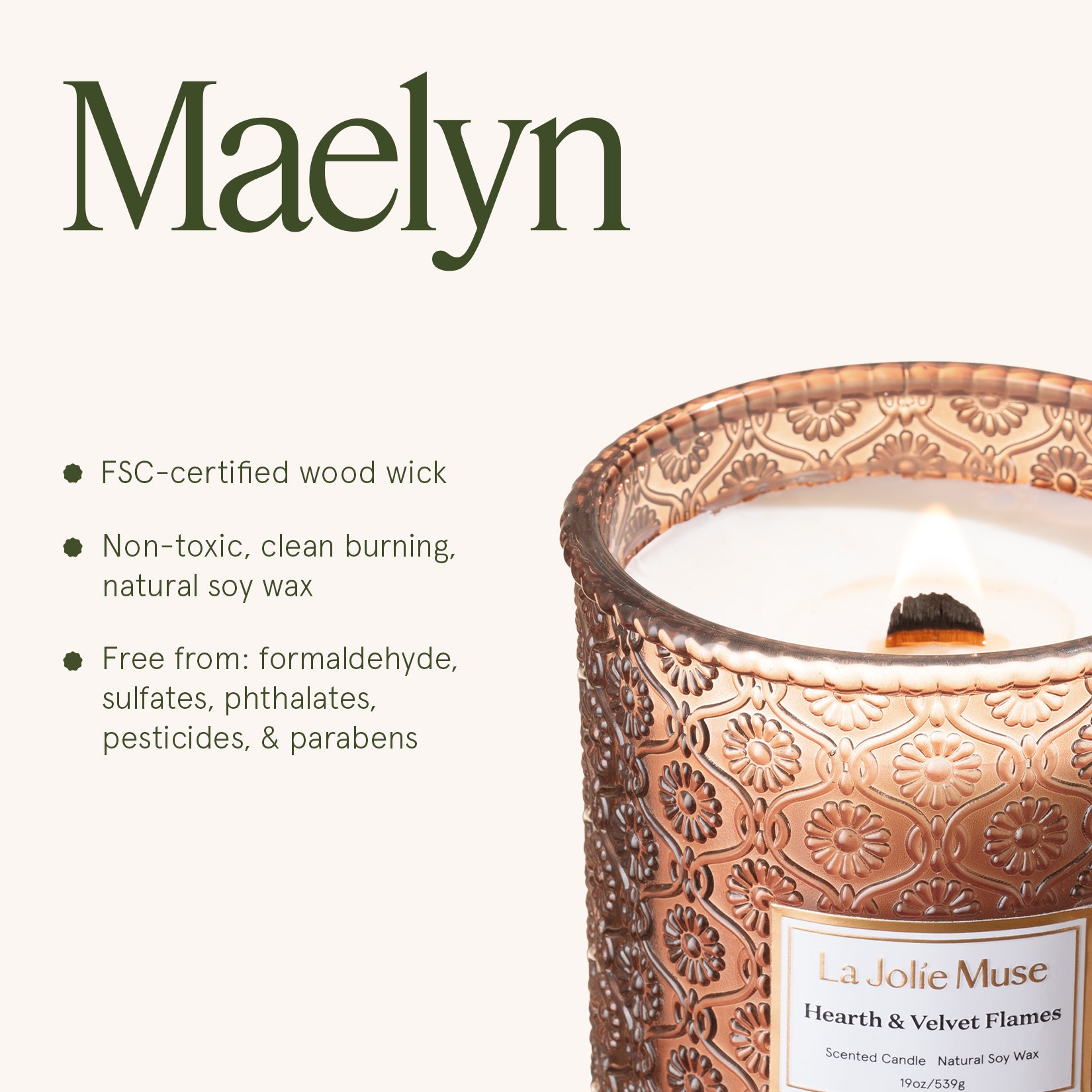 Maelyn Hearth & Velvet Flames 19oz Candle – LA JOLIE MUSE