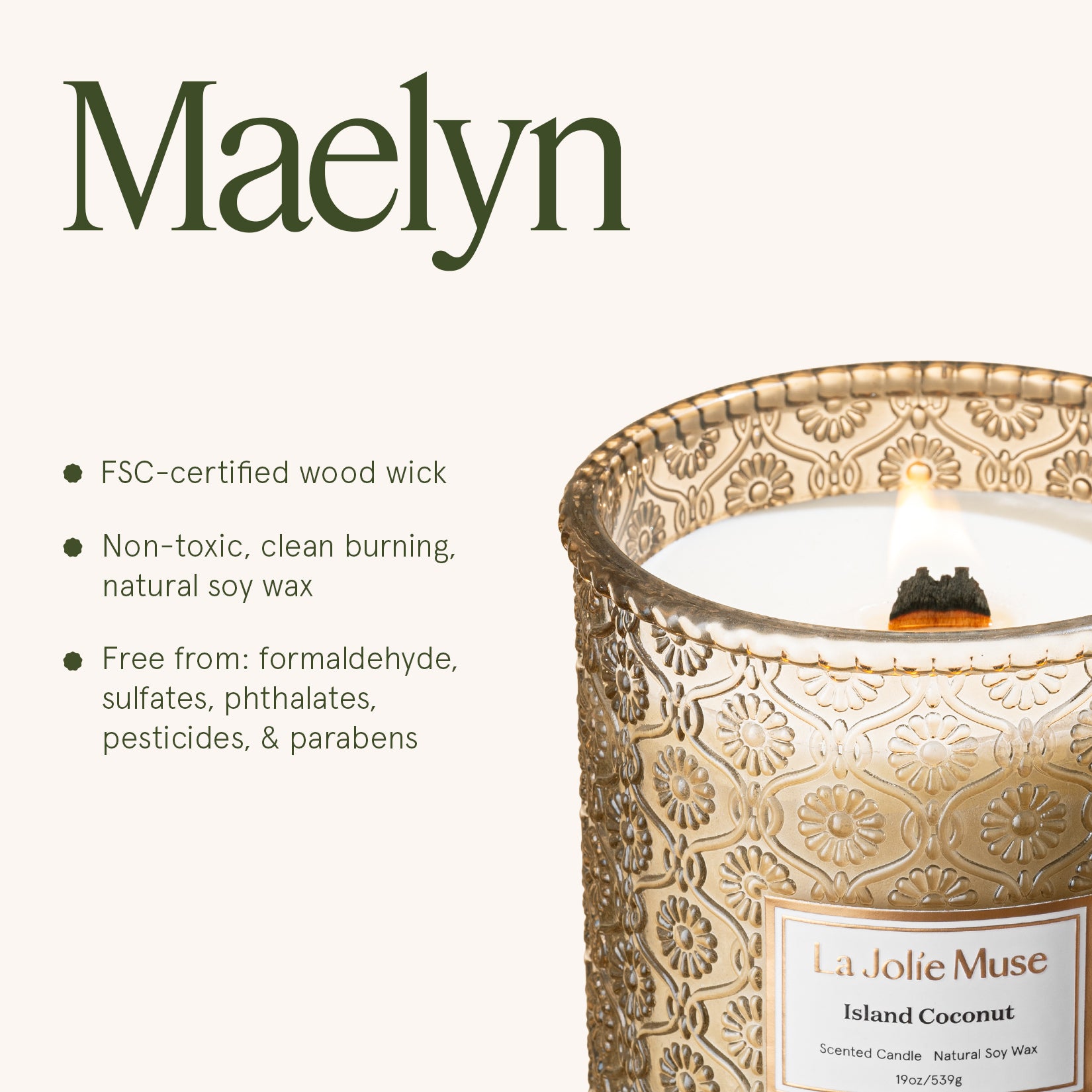 Maelyn - Island Coconut 19oz Candle Candles Maelyn_IslandCoconut_PDP_19oz_6 La Jolie Muse