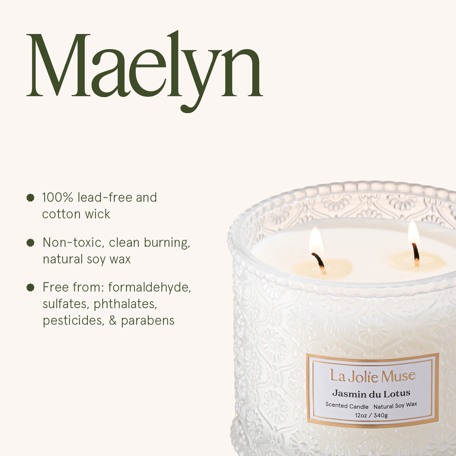 Maelyn - Jasmin du Lotus 12oz Candle Candles Maelyn_JasminduLotus_PDP_12oz_6 La Jolie Muse