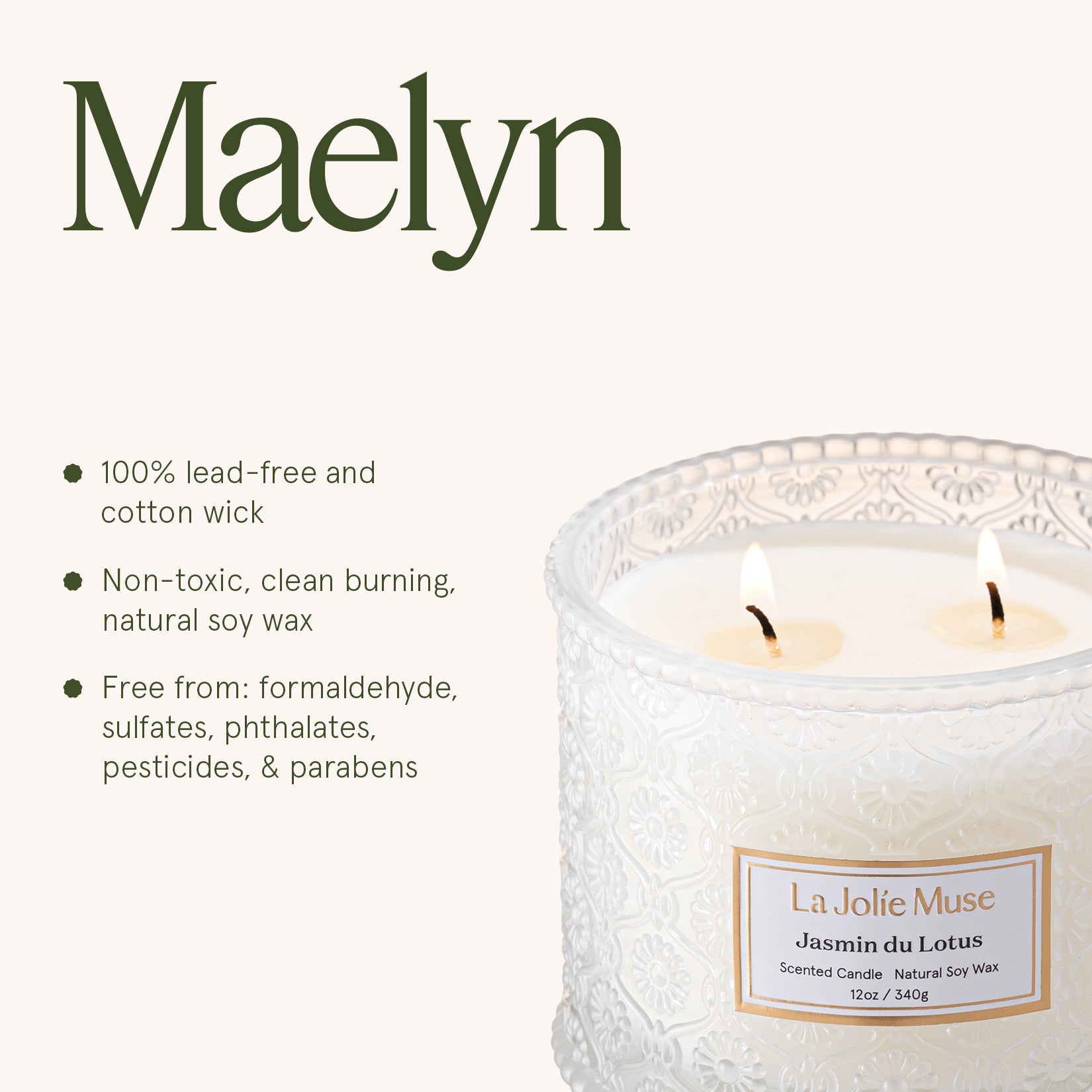 Maelyn - Jasmin du Lotus 12oz Candle Candles Maelyn_JasminduLotus_PDP_12oz_6 La Jolie Muse