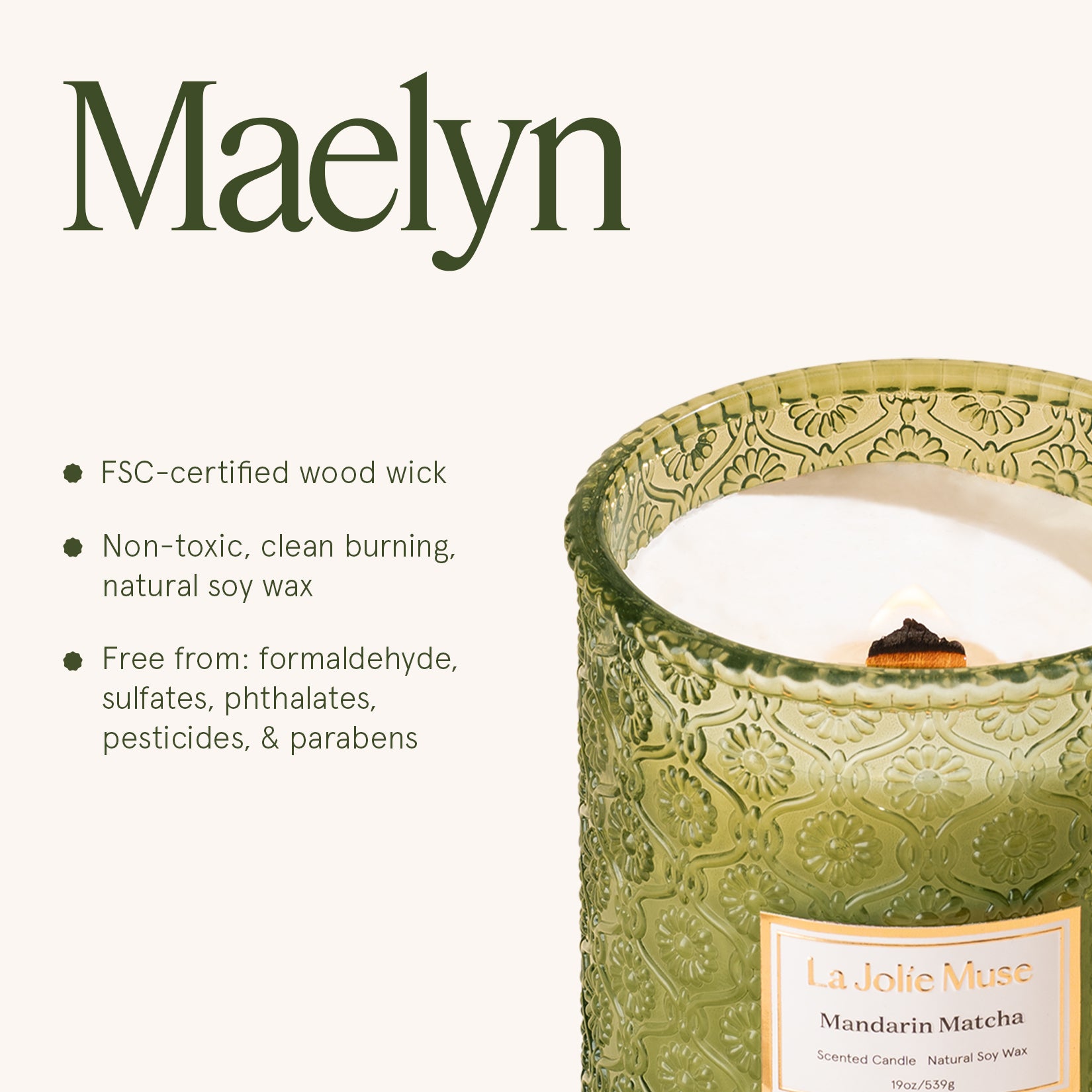 Maelyn - Mandarin Matcha 19oz Candle Candles Maelyn_MandarinMatcha_PDP_19oz_6 La Jolie Muse