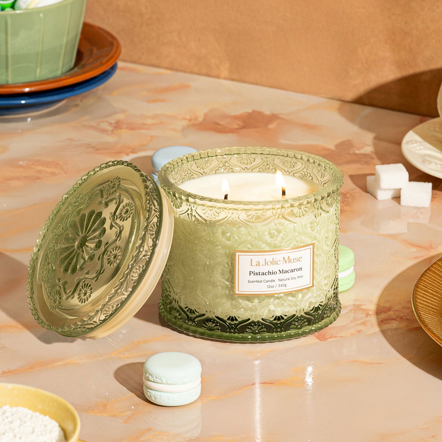 Maelyn - Pistachio Macaron 12oz Candle Candles Maelyn_PistachioMacaron_PDP_12oz_3_e701fa8b-2eb6-43f8-a924-babbf1634621 LA JOLIE MUSE