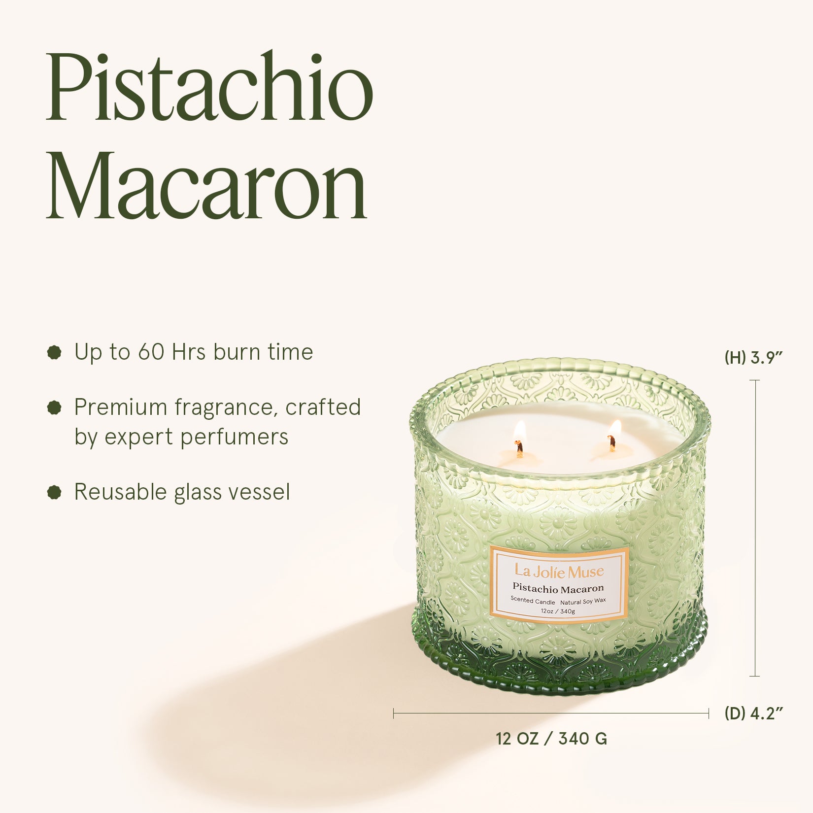 Maelyn - Pistachio Macaron 12oz Candle