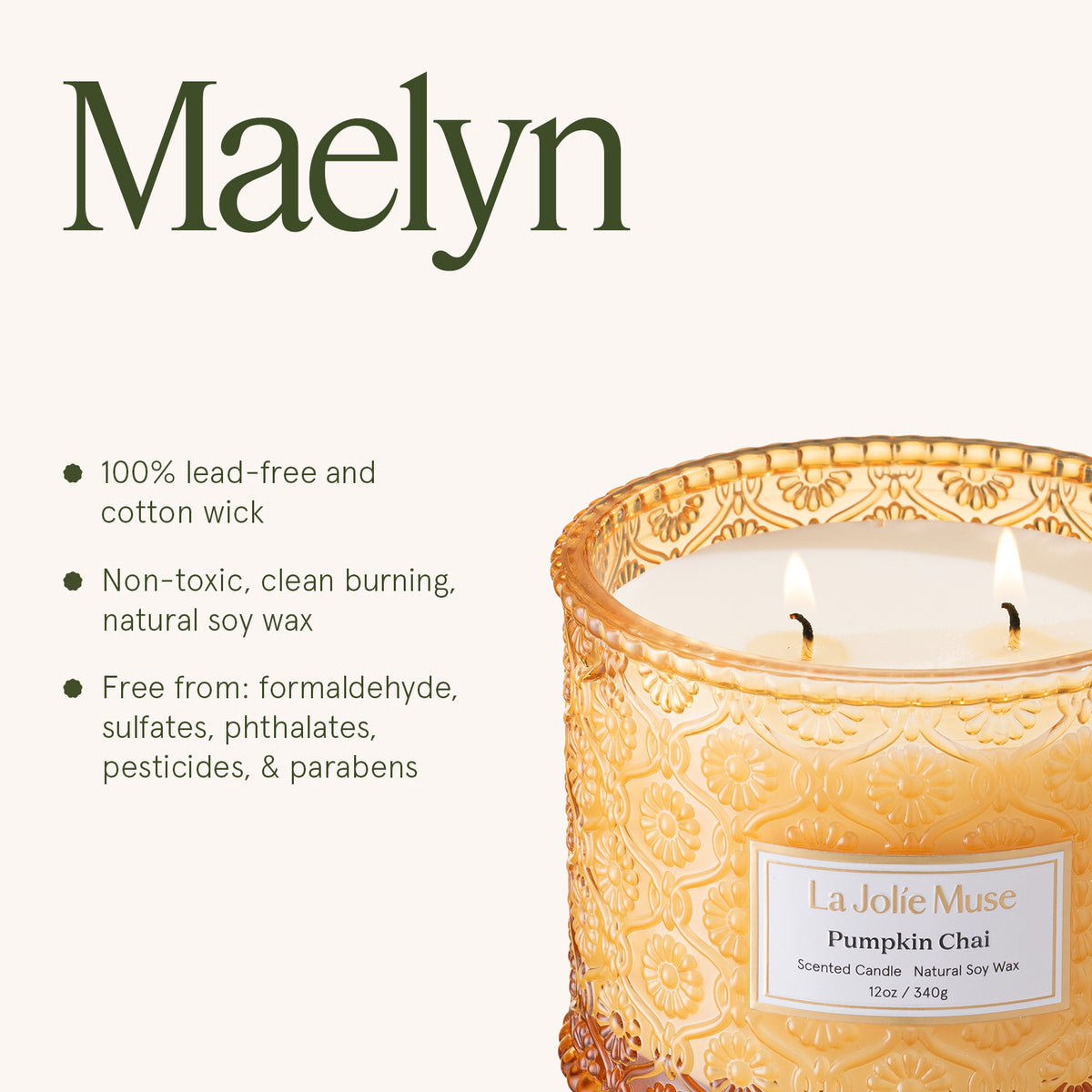 Maelyn - Pumpkin Chai 12oz Candle Candles Maelyn_PumpkinChai_PDP_12oz_6 La Jolie Muse