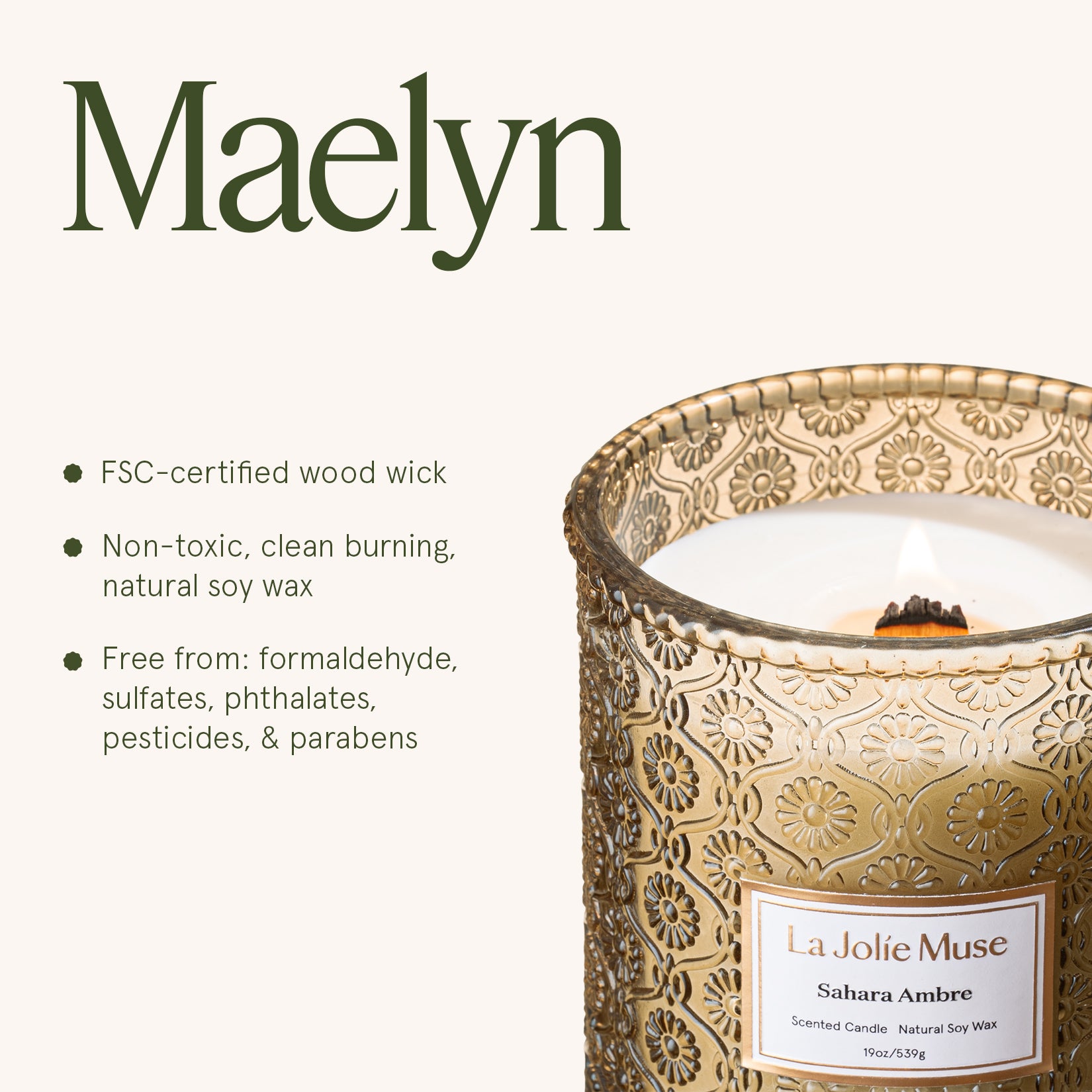 Maelyn - Sahara Ambre 19oz Candle – LA JOLIE MUSE