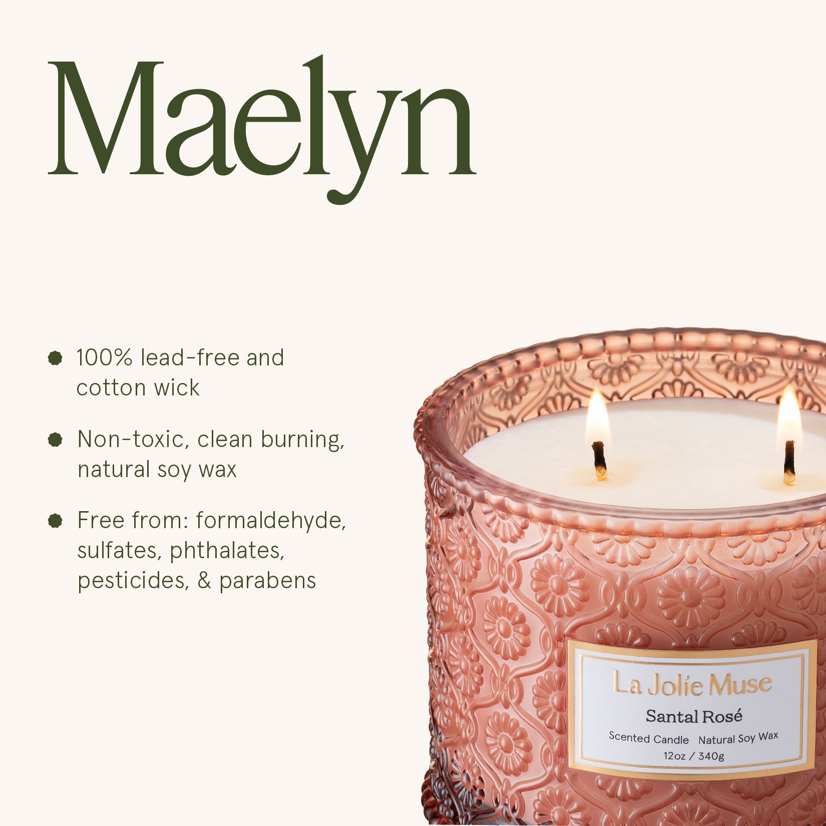 Maelyn - Santal Rosé 12oz Candle Candles Maelyn_SantalRose_PDP_12oz_6 La Jolie Muse